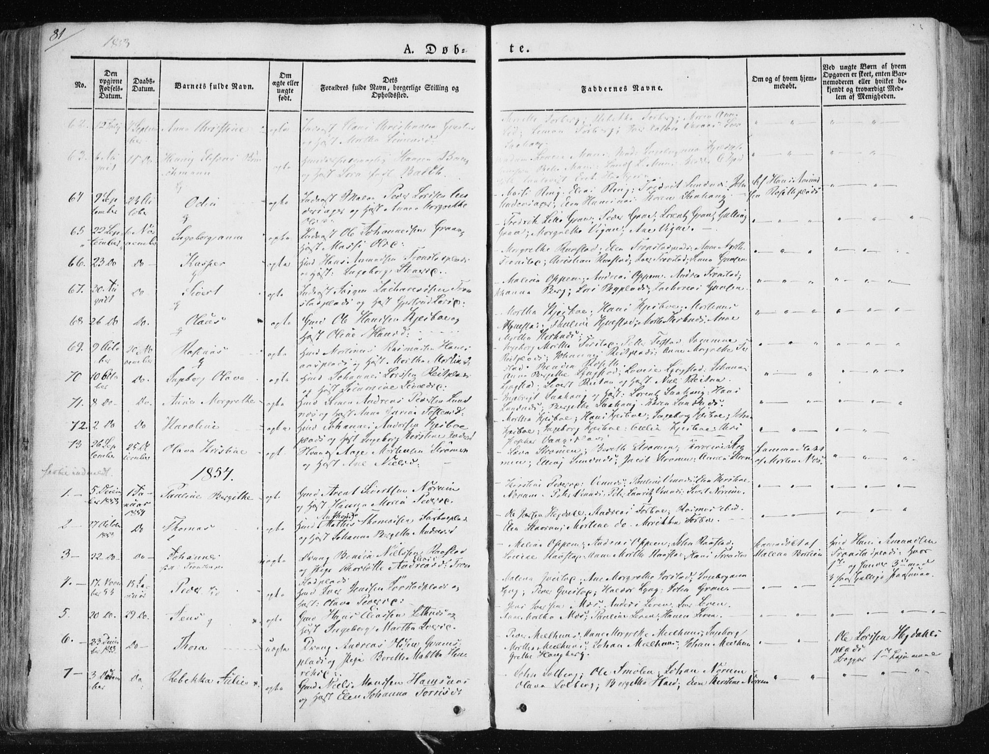 Ministerialprotokoller, klokkerbøker og fødselsregistre - Nord-Trøndelag, SAT/A-1458/730/L0280: Parish register (official) no. 730A07 /1, 1840-1854, p. 81