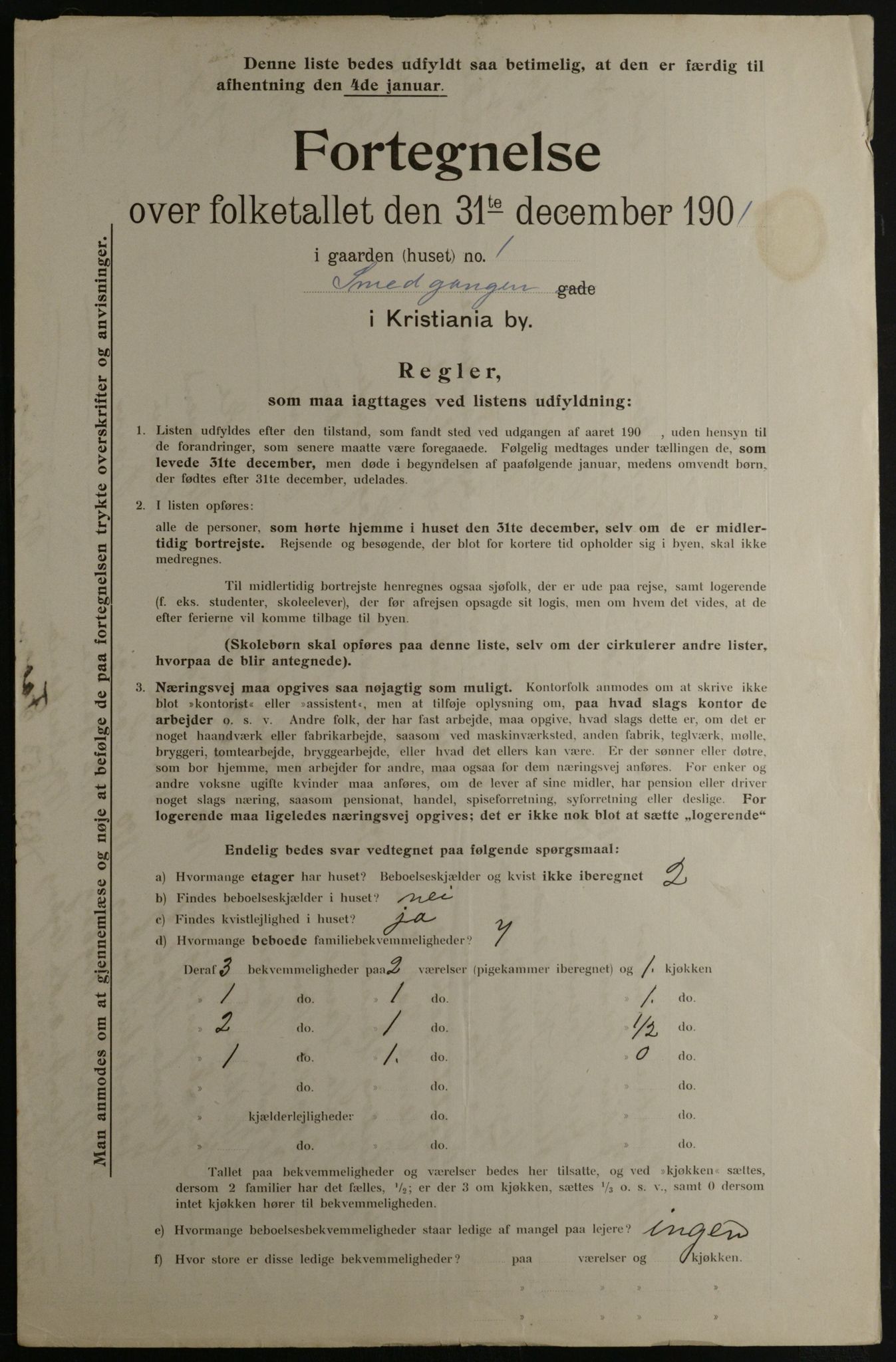 OBA, Municipal Census 1901 for Kristiania, 1901, p. 14958