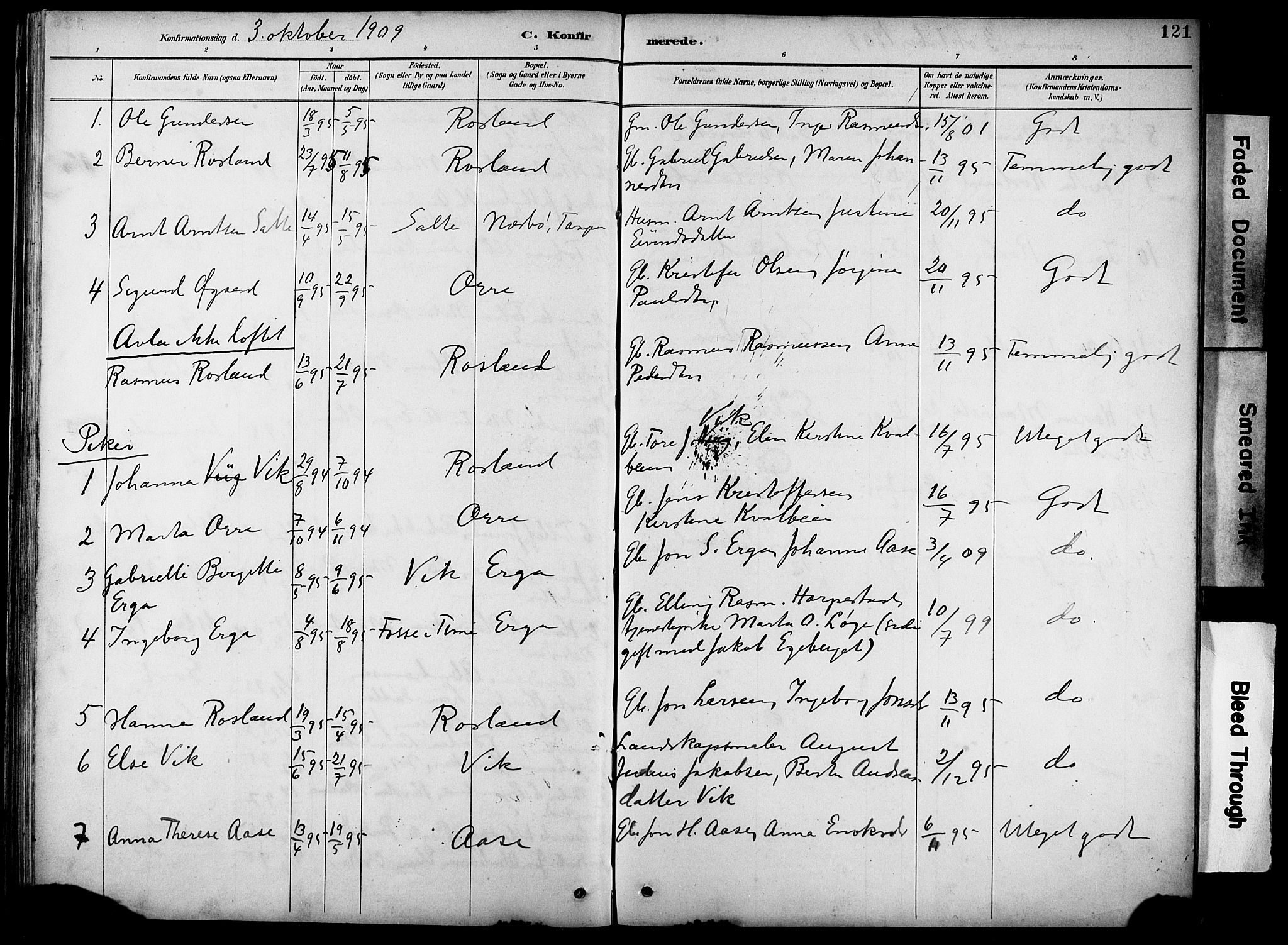 Klepp sokneprestkontor, SAST/A-101803/001/3/30BB/L0005: Parish register (copy) no. B 5, 1889-1918, p. 121