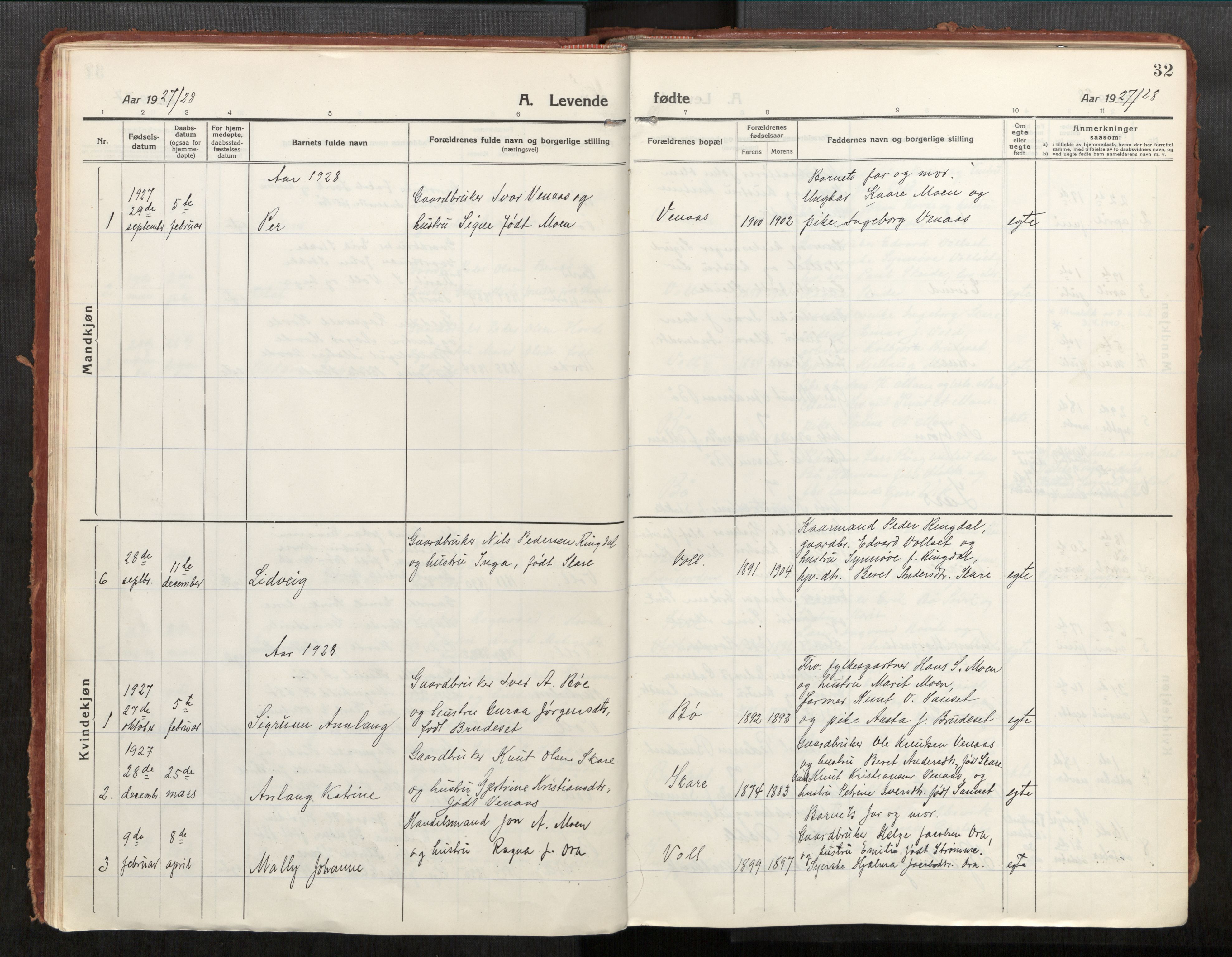 Eid sokneprestkontor, AV/SAT-A-1254: Parish register (official) no. 543A04, 1916-1956, p. 32