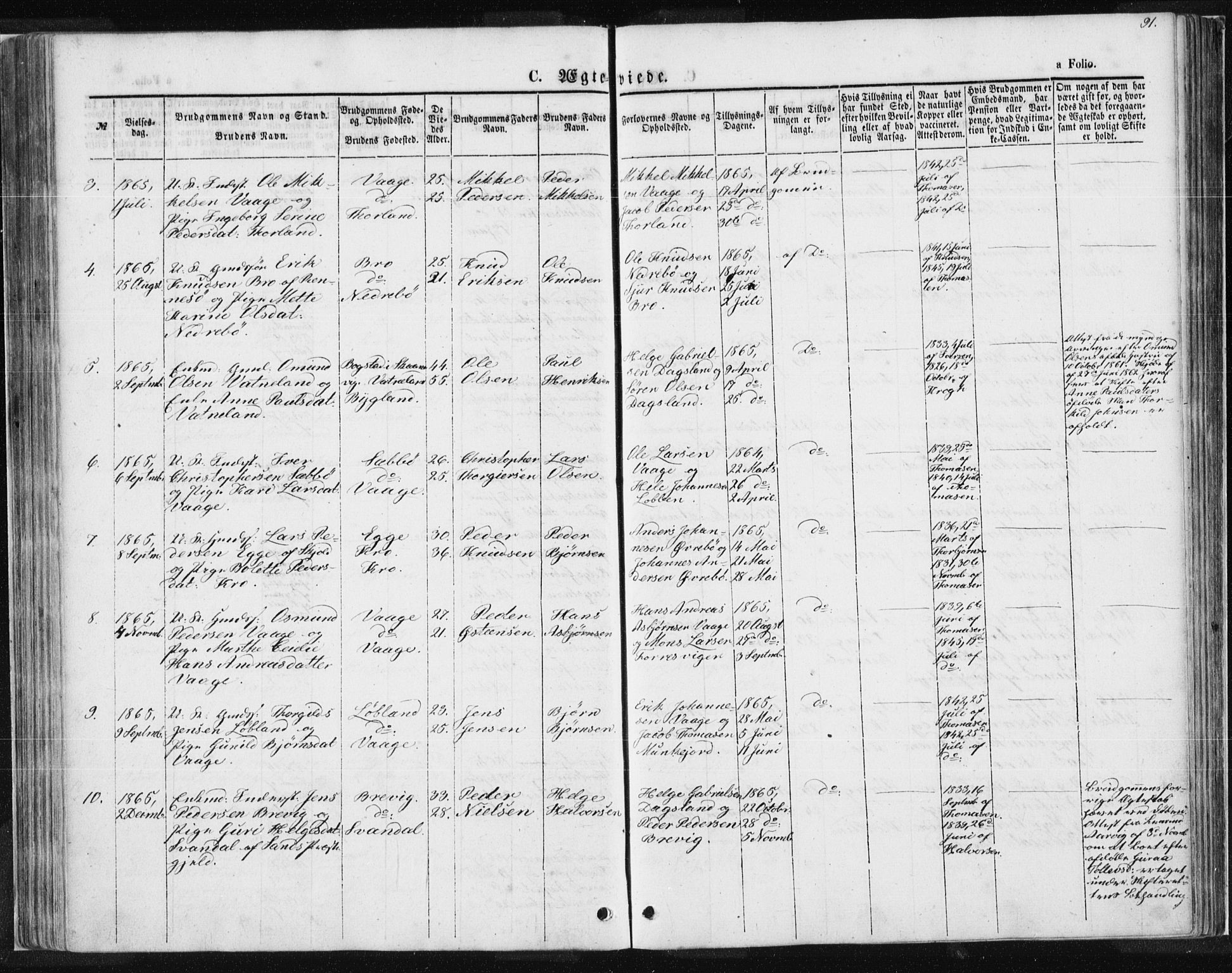 Tysvær sokneprestkontor, AV/SAST-A -101864/H/Ha/Haa/L0004: Parish register (official) no. A 4, 1857-1878, p. 91