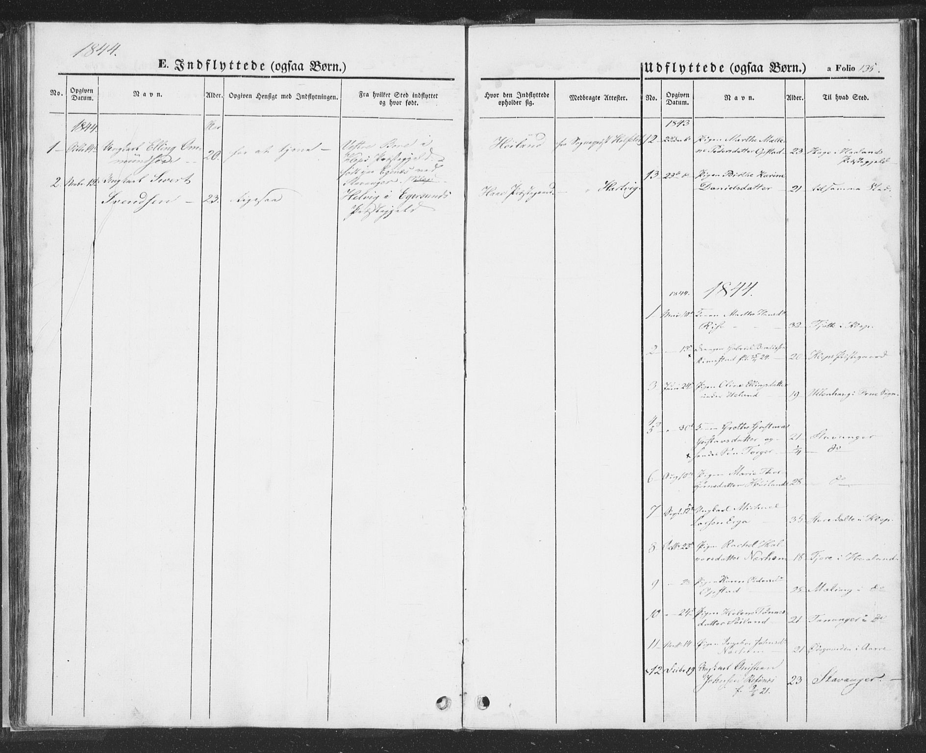 Hå sokneprestkontor, SAST/A-101801/001/30BA/L0006: Parish register (official) no. A 5, 1842-1853, p. 135