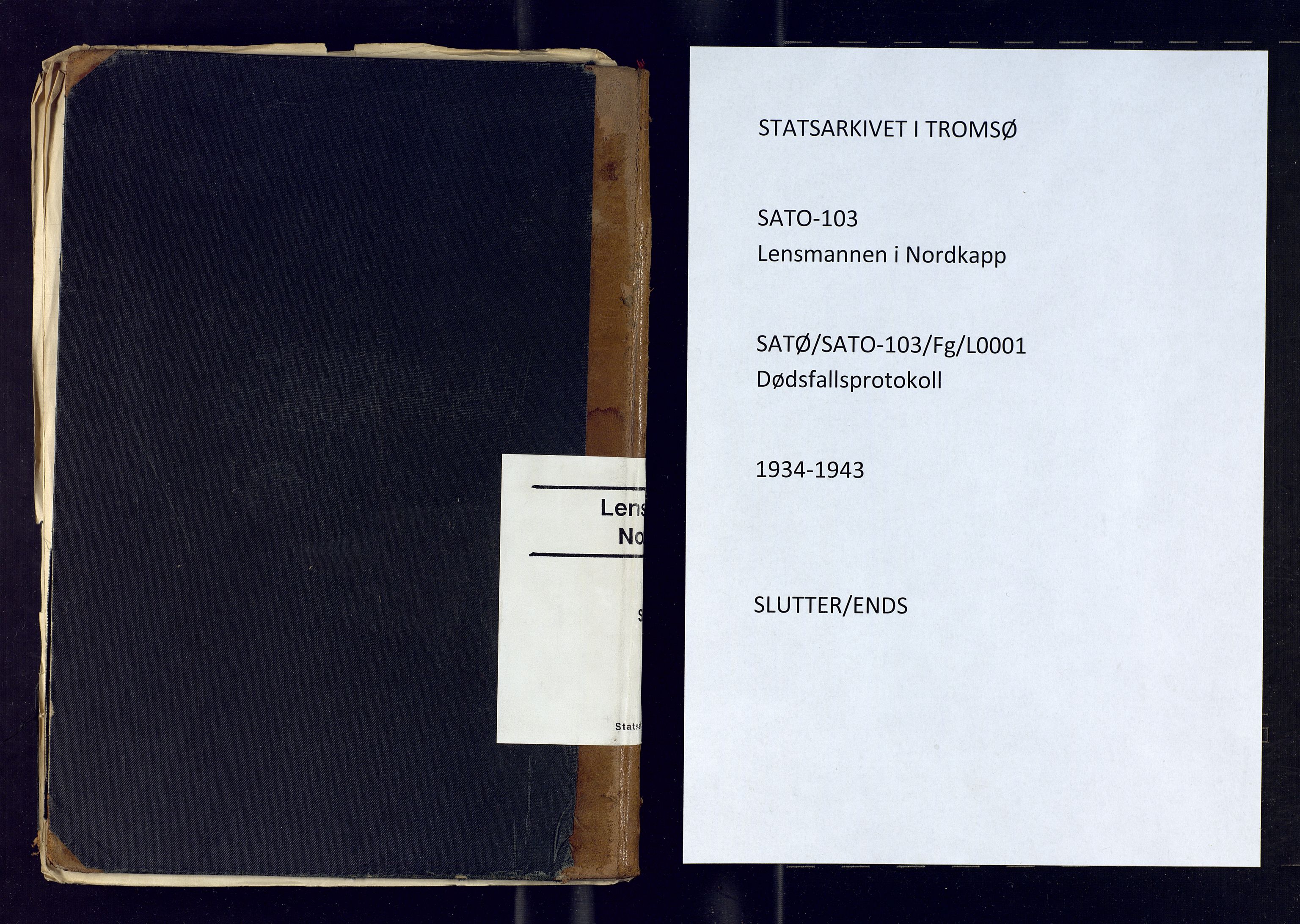 Nordkapp lensmannskontor, SATØ/SATO-103/1/Fg/L0001: Dødsfallsprotokoll, 1934-1943