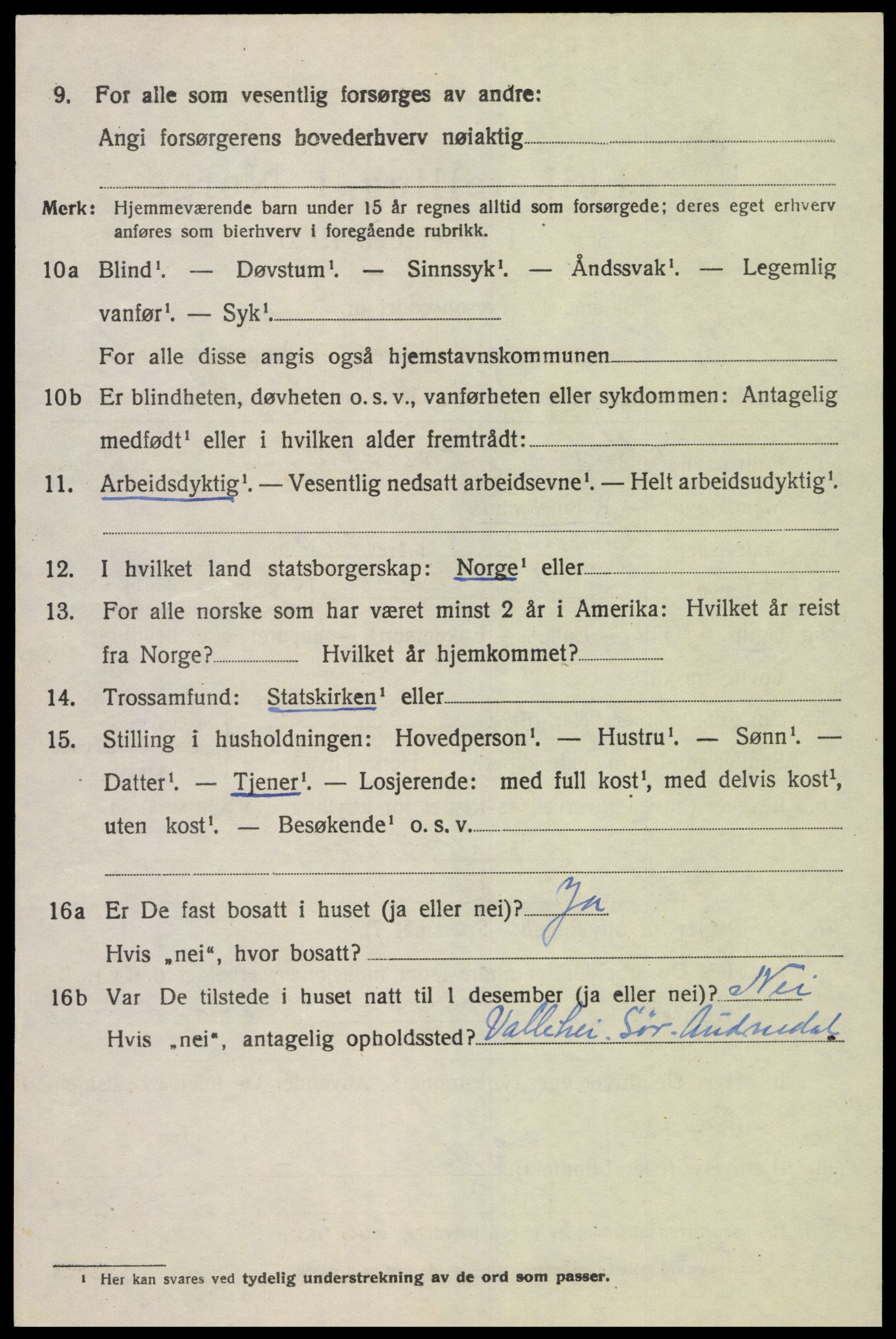 SAK, 1920 census for Holum, 1920, p. 2390