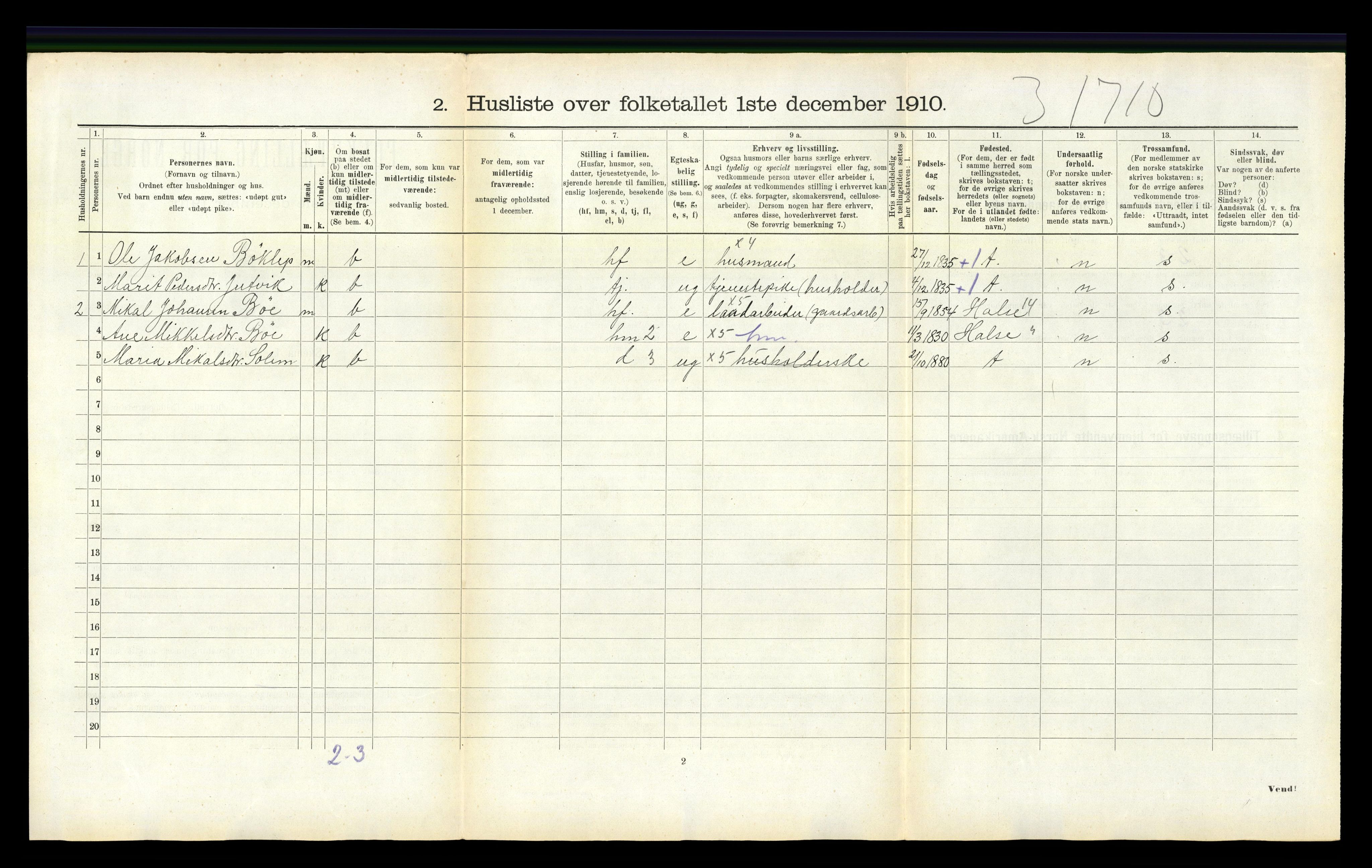 RA, 1910 census for Stangvik, 1910, p. 583