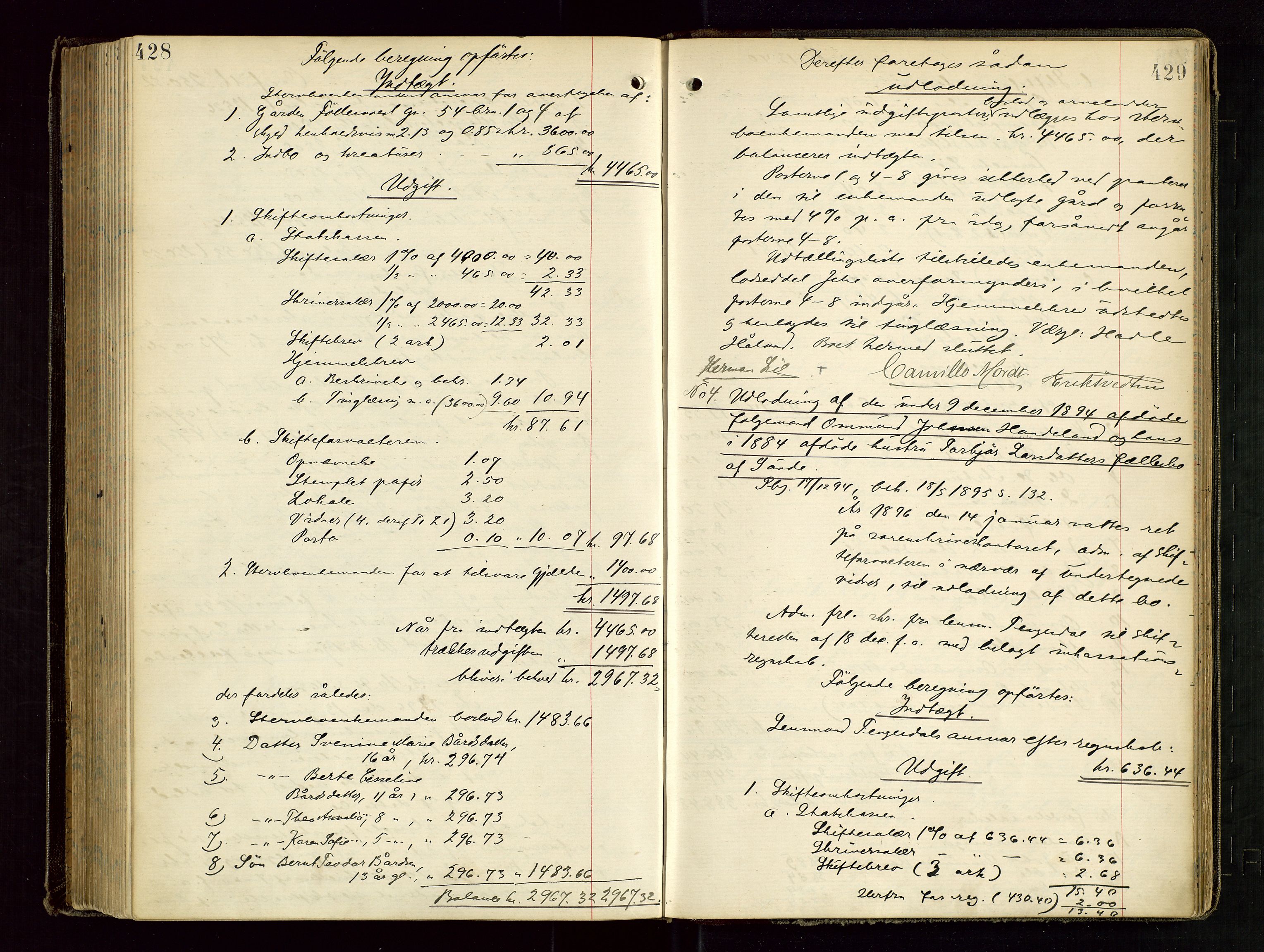 Ryfylke tingrett, SAST/A-100055/001/IV/IVD/L0029: Skifteprotokoll, register i protokollen, 1893-1897, p. 428-429