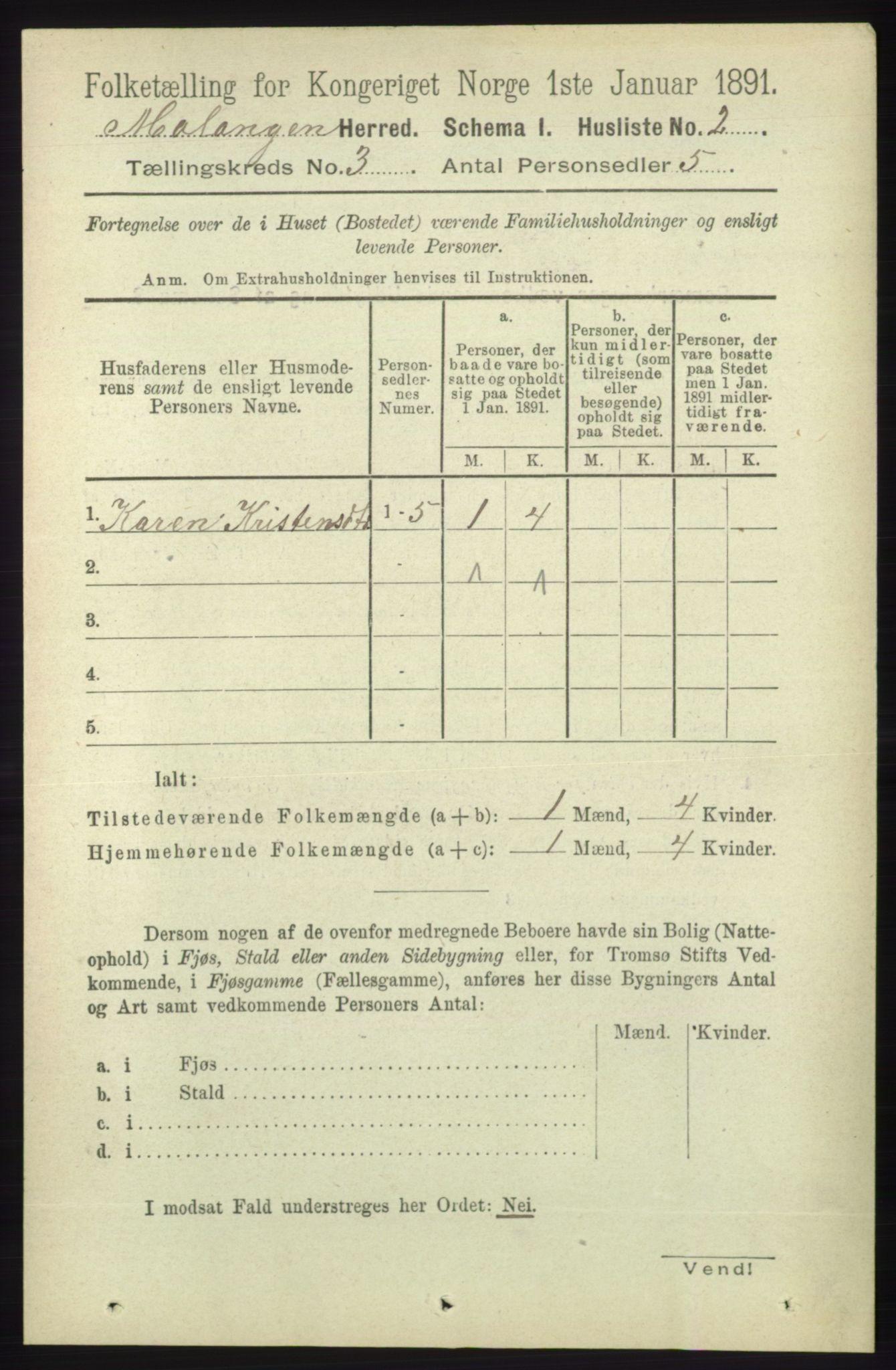 RA, 1891 census for 1932 Malangen, 1891, p. 691