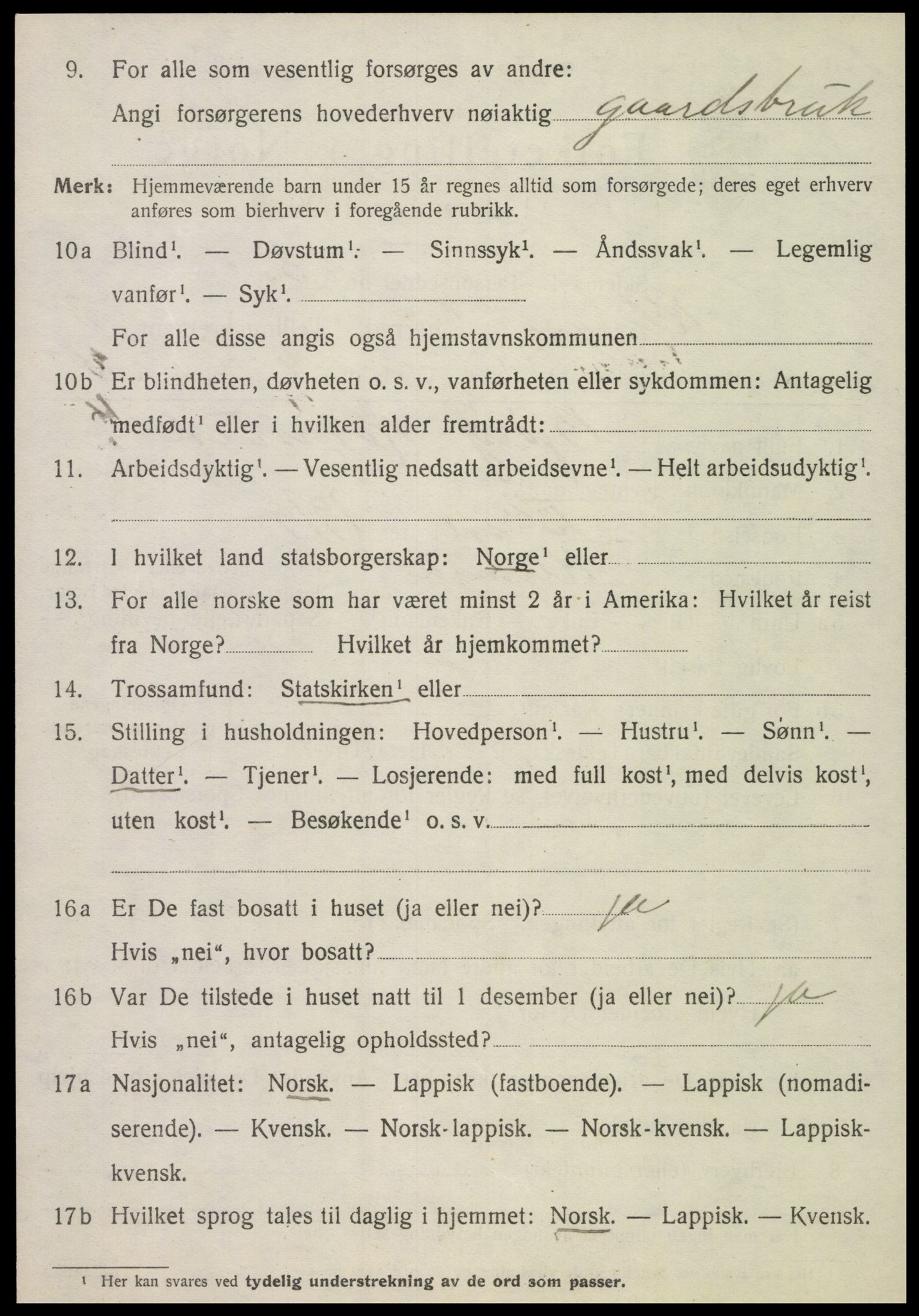 SAT, 1920 census for Klinga, 1920, p. 2074