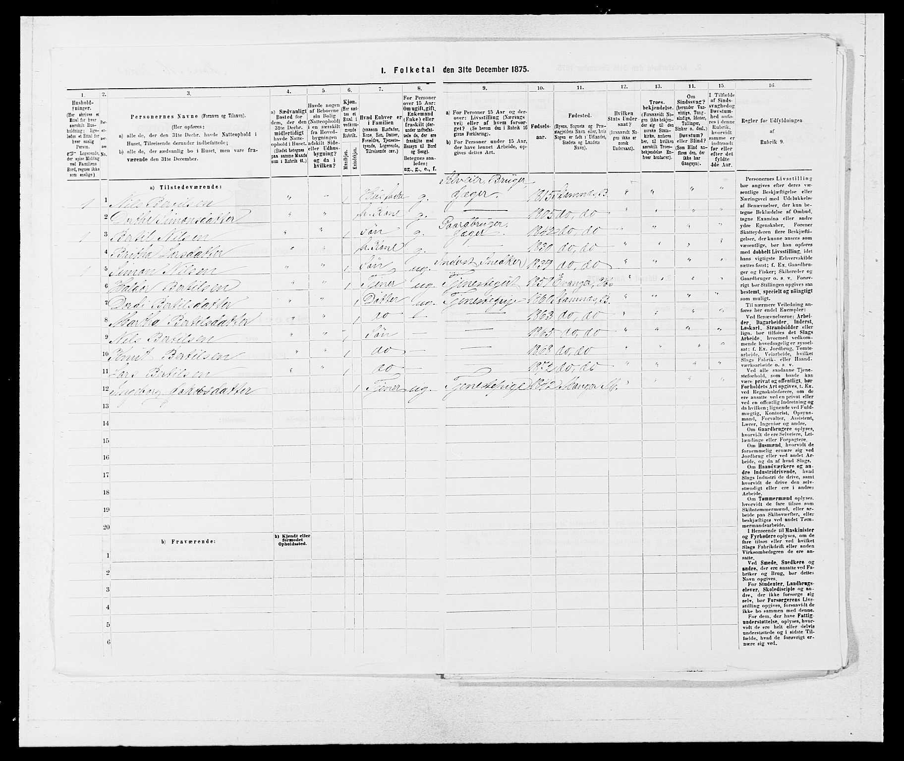 SAB, 1875 census for 1251P Bruvik, 1875, p. 438