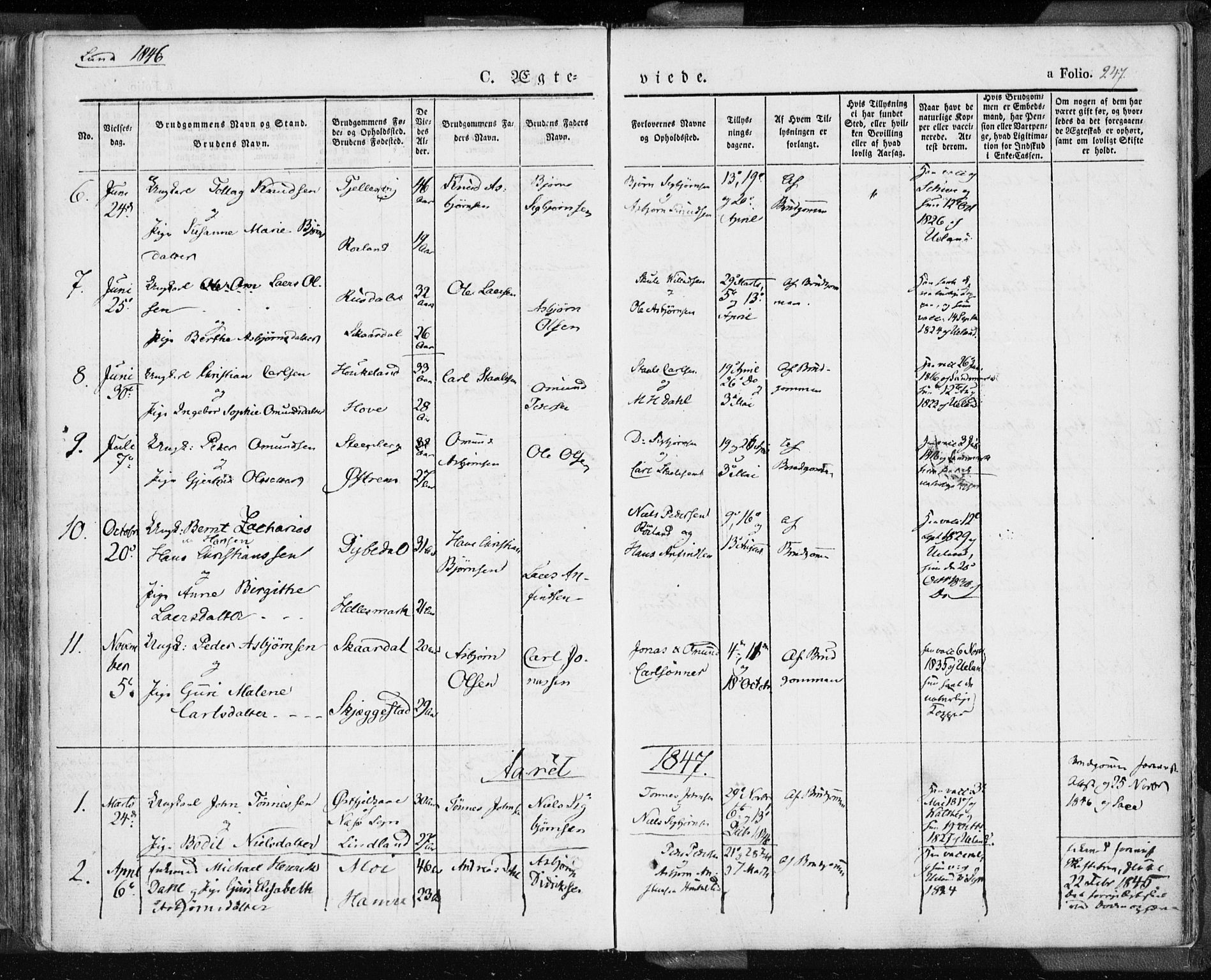 Lund sokneprestkontor, AV/SAST-A-101809/S06/L0007: Parish register (official) no. A 7.1, 1833-1854, p. 247