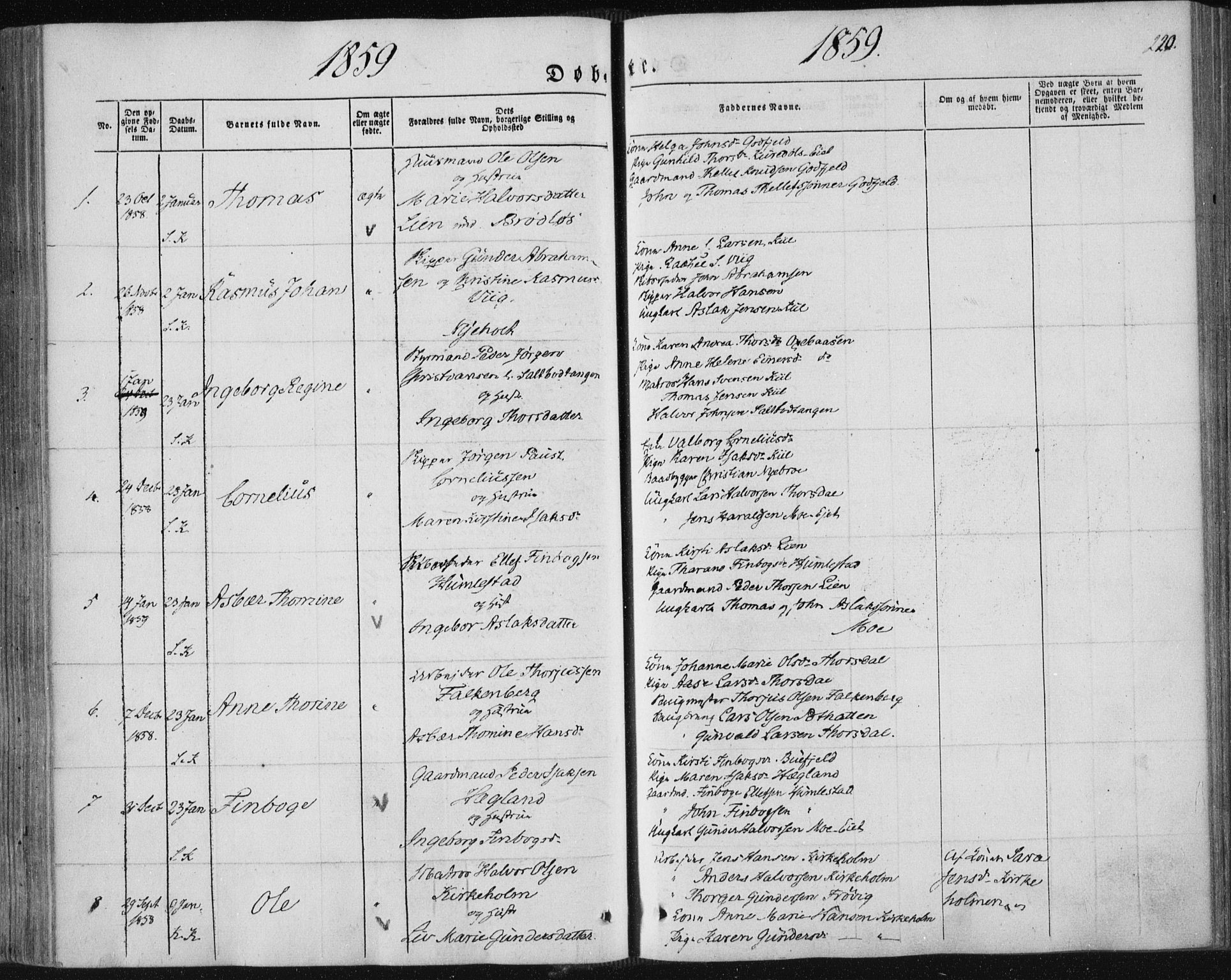 Sannidal kirkebøker, AV/SAKO-A-296/F/Fa/L0008: Parish register (official) no. 8, 1847-1862, p. 220