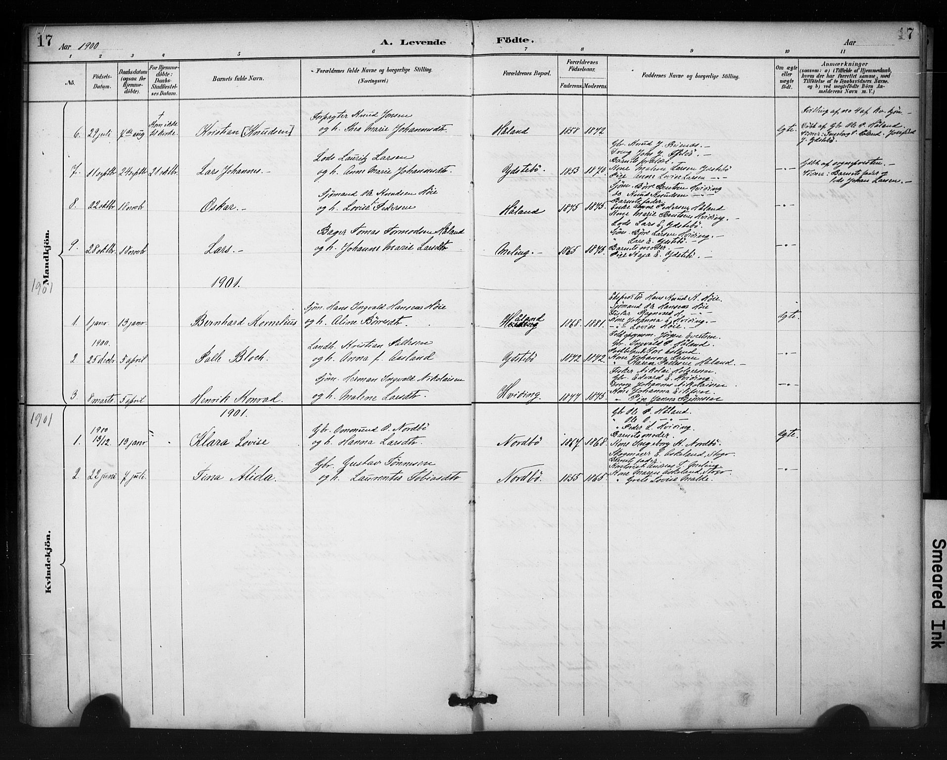 Rennesøy sokneprestkontor, SAST/A -101827/H/Ha/Haa/L0013: Parish register (official) no. A 12, 1888-1916, p. 17