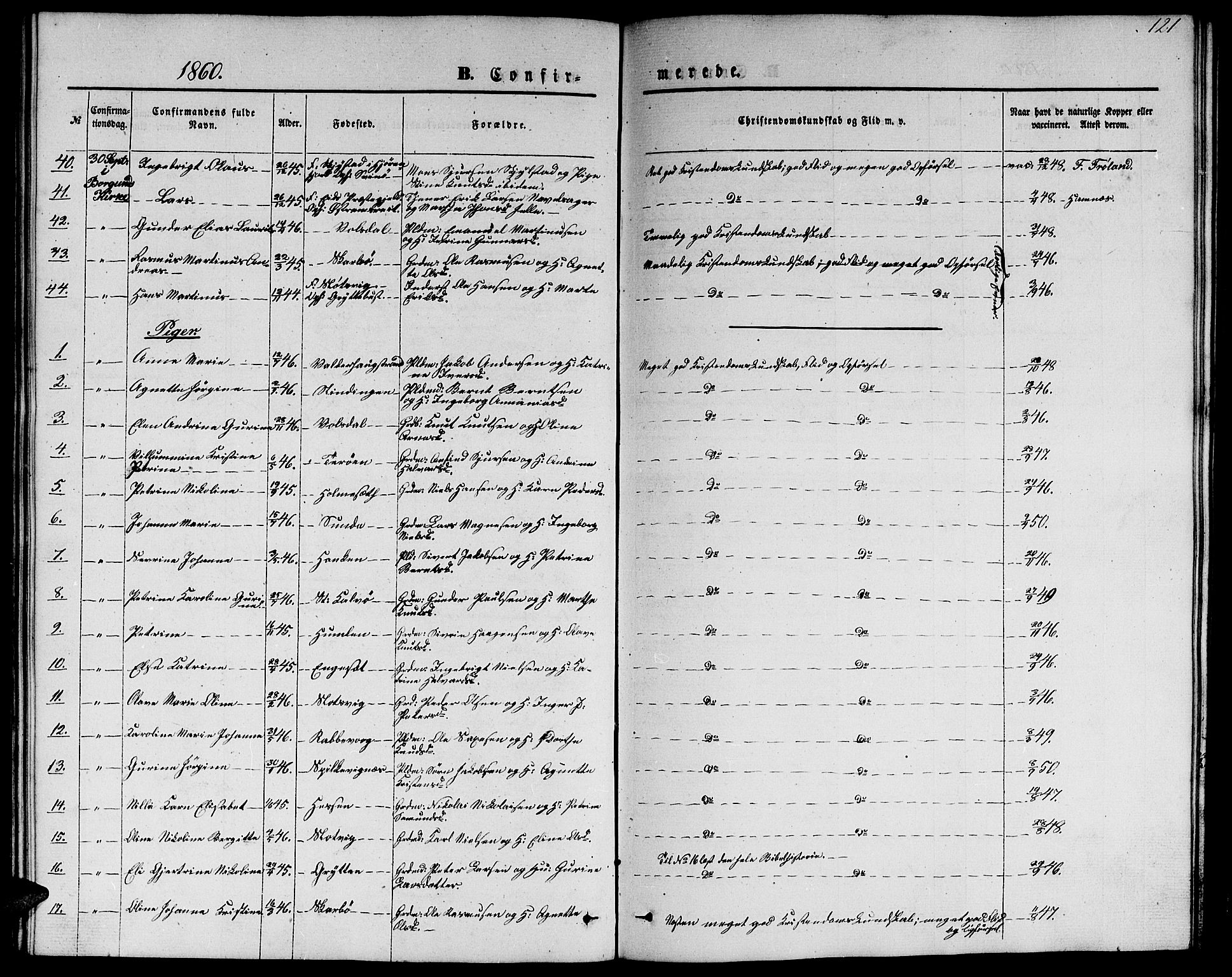 Ministerialprotokoller, klokkerbøker og fødselsregistre - Møre og Romsdal, AV/SAT-A-1454/528/L0427: Parish register (copy) no. 528C08, 1855-1864, p. 121