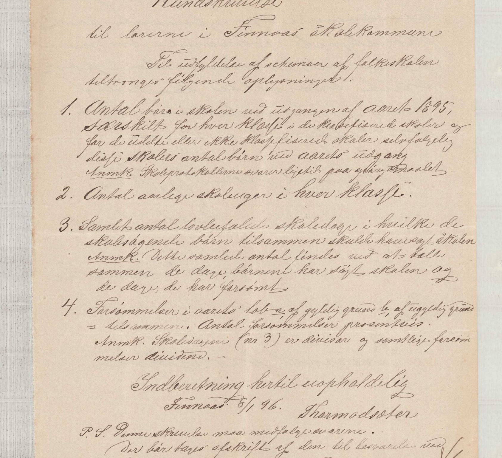 Finnaas kommune. Skulestyret, IKAH/1218a-211/D/Da/L0001/0004: Kronologisk ordna korrespondanse / Kronologisk ordna korrespondanse , 1894-1896, p. 142