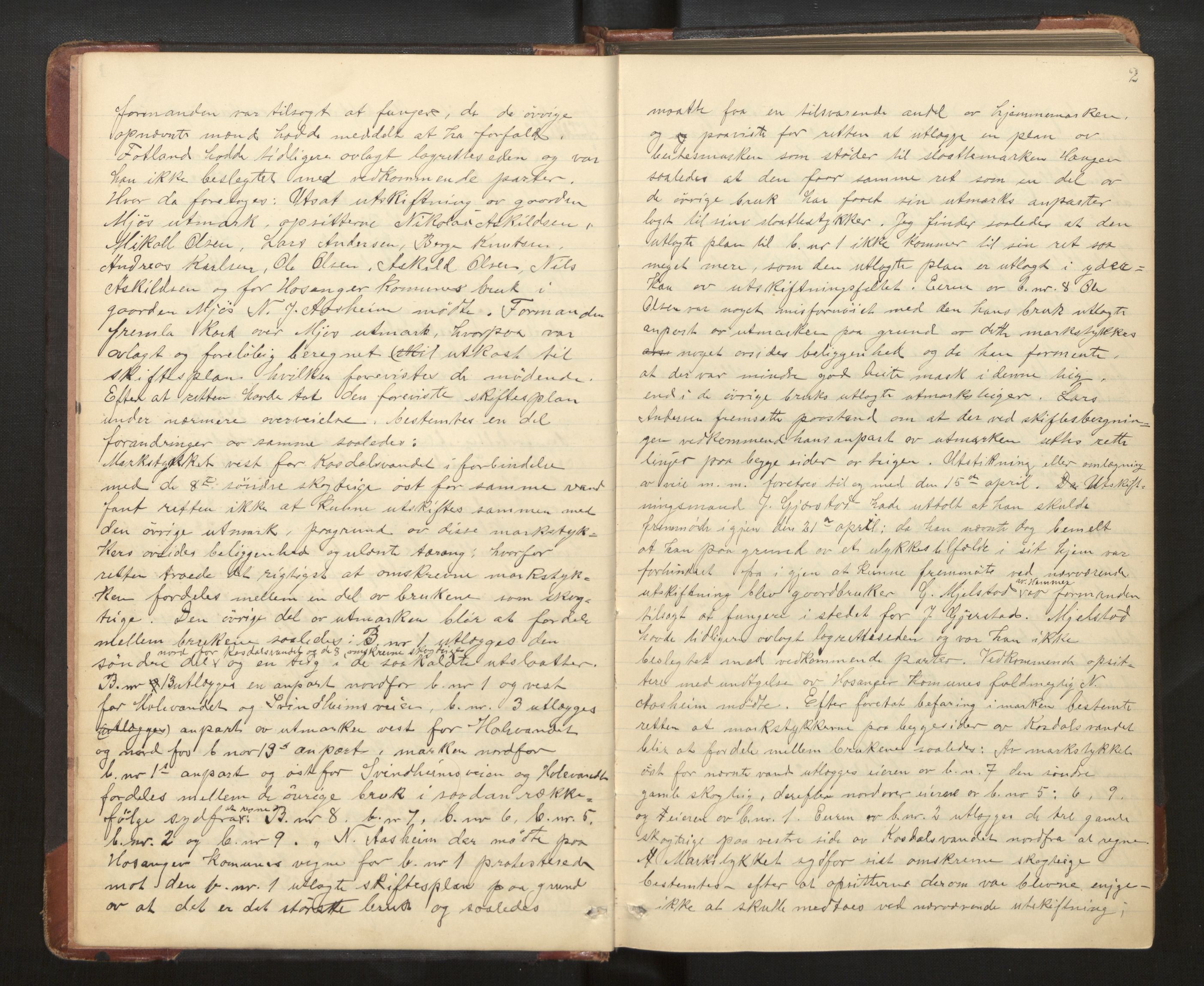Hordaland jordskiftedøme - II Ytre Nordhordland jordskiftedistrikt, AV/SAB-A-6901/A/Aa/L0012: Forhandlingsprotokoll, 1908-1914, p. 1b-2a