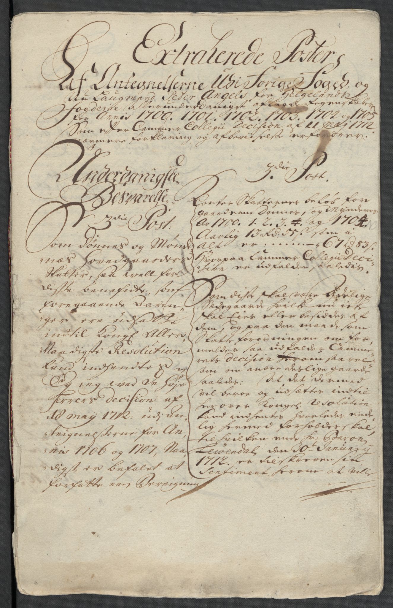 Rentekammeret inntil 1814, Reviderte regnskaper, Fogderegnskap, AV/RA-EA-4092/R65/L4508: Fogderegnskap Helgeland, 1702-1705, p. 536