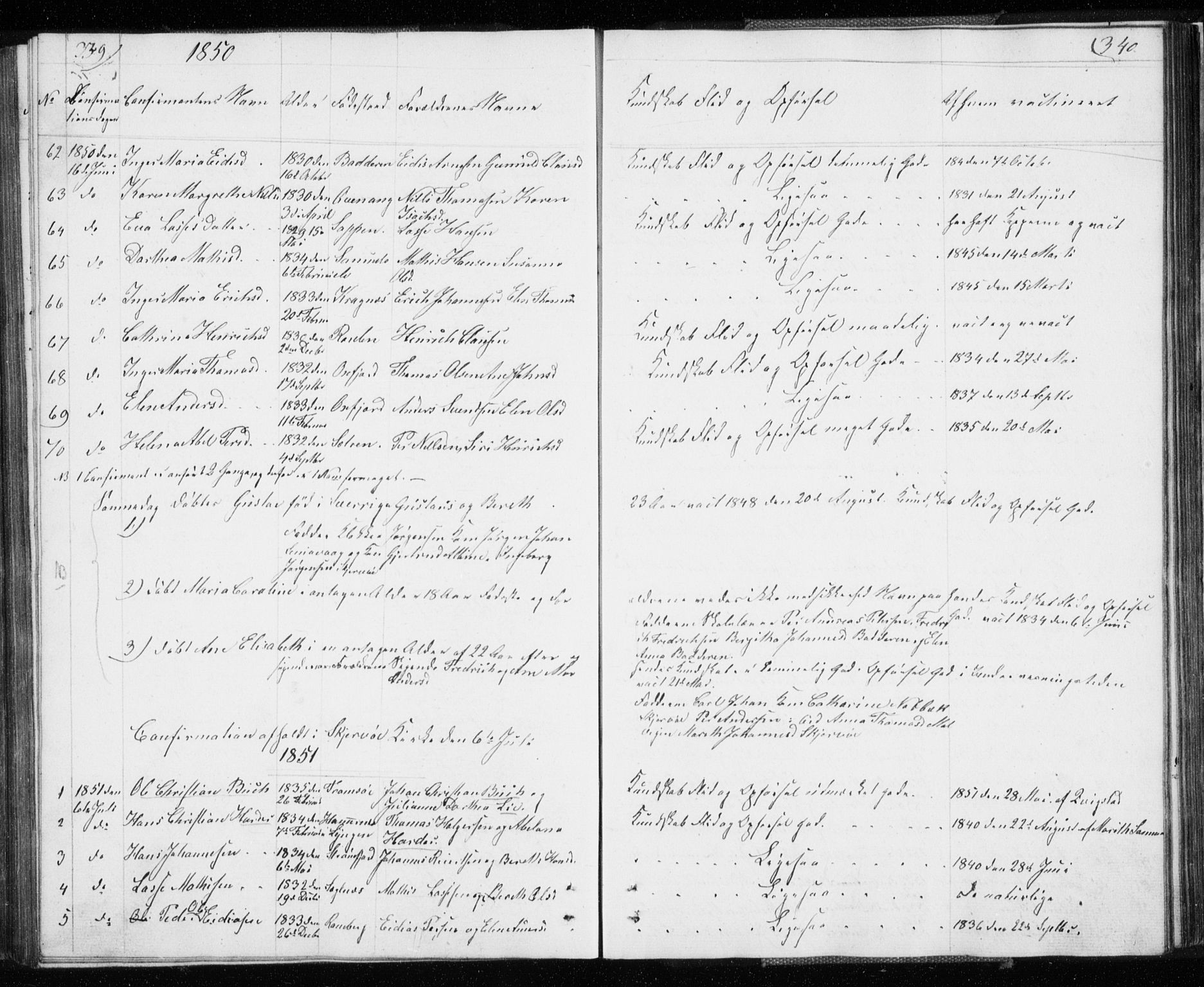 Skjervøy sokneprestkontor, SATØ/S-1300/H/Ha/Hab/L0003klokker: Parish register (copy) no. 3, 1849-1861, p. 339-340