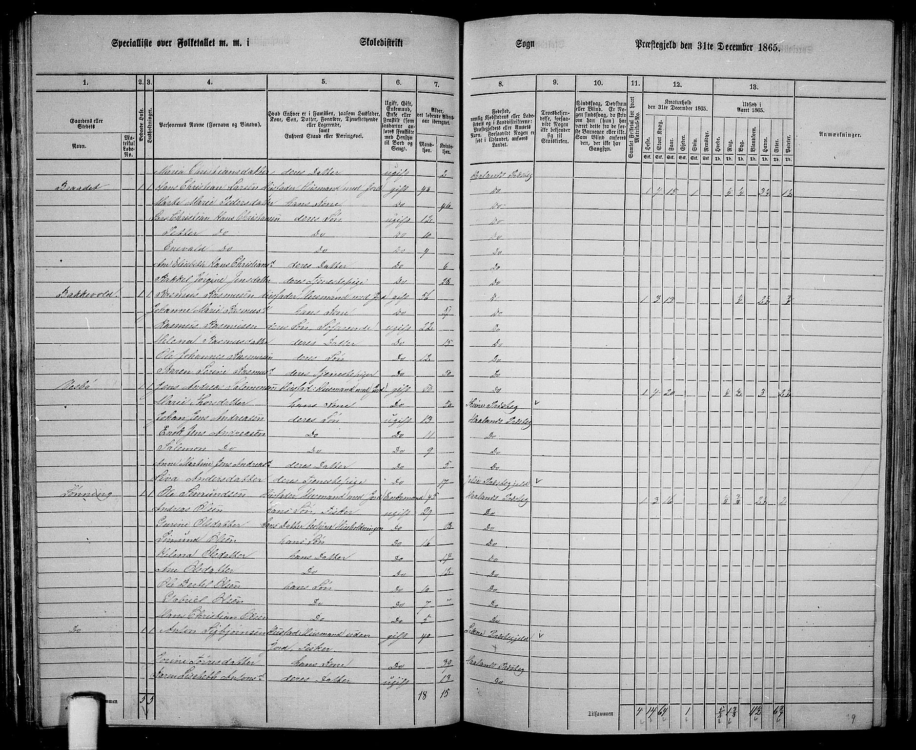 RA, 1865 census for Håland, 1865, p. 62