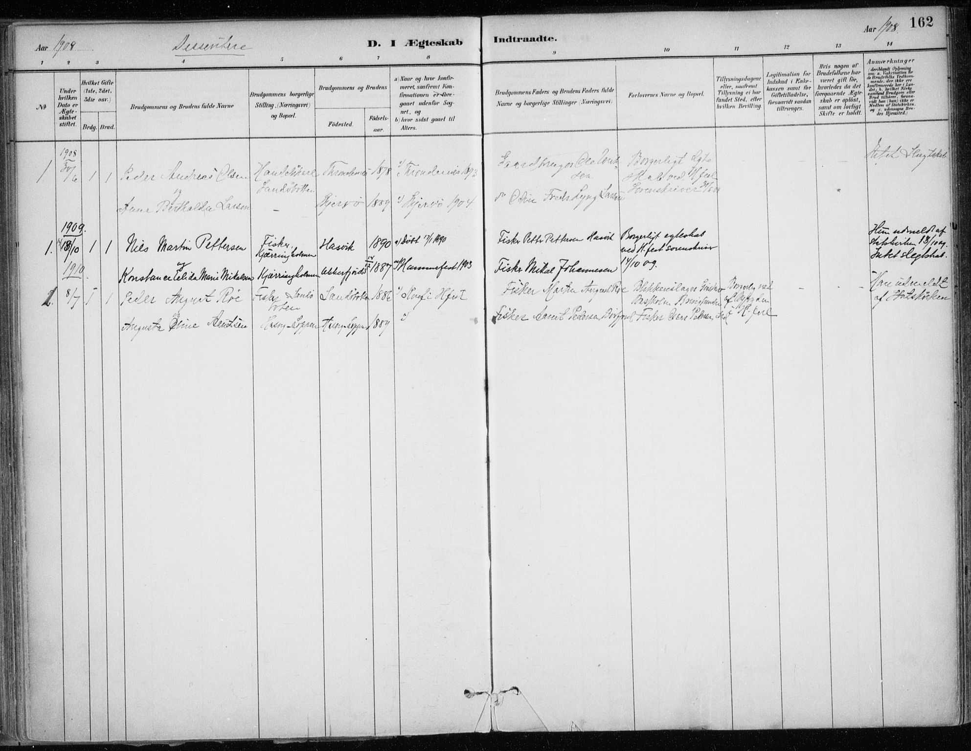 Hammerfest sokneprestkontor, SATØ/S-1347/H/Ha/L0013.kirke: Parish register (official) no. 13, 1898-1917, p. 162