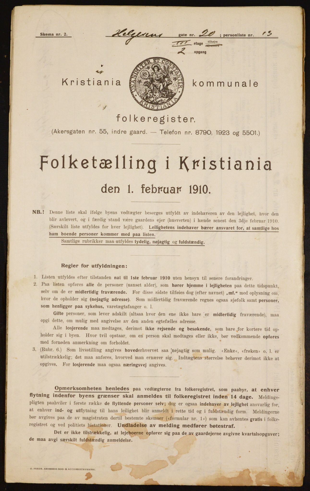 OBA, Municipal Census 1910 for Kristiania, 1910, p. 36653