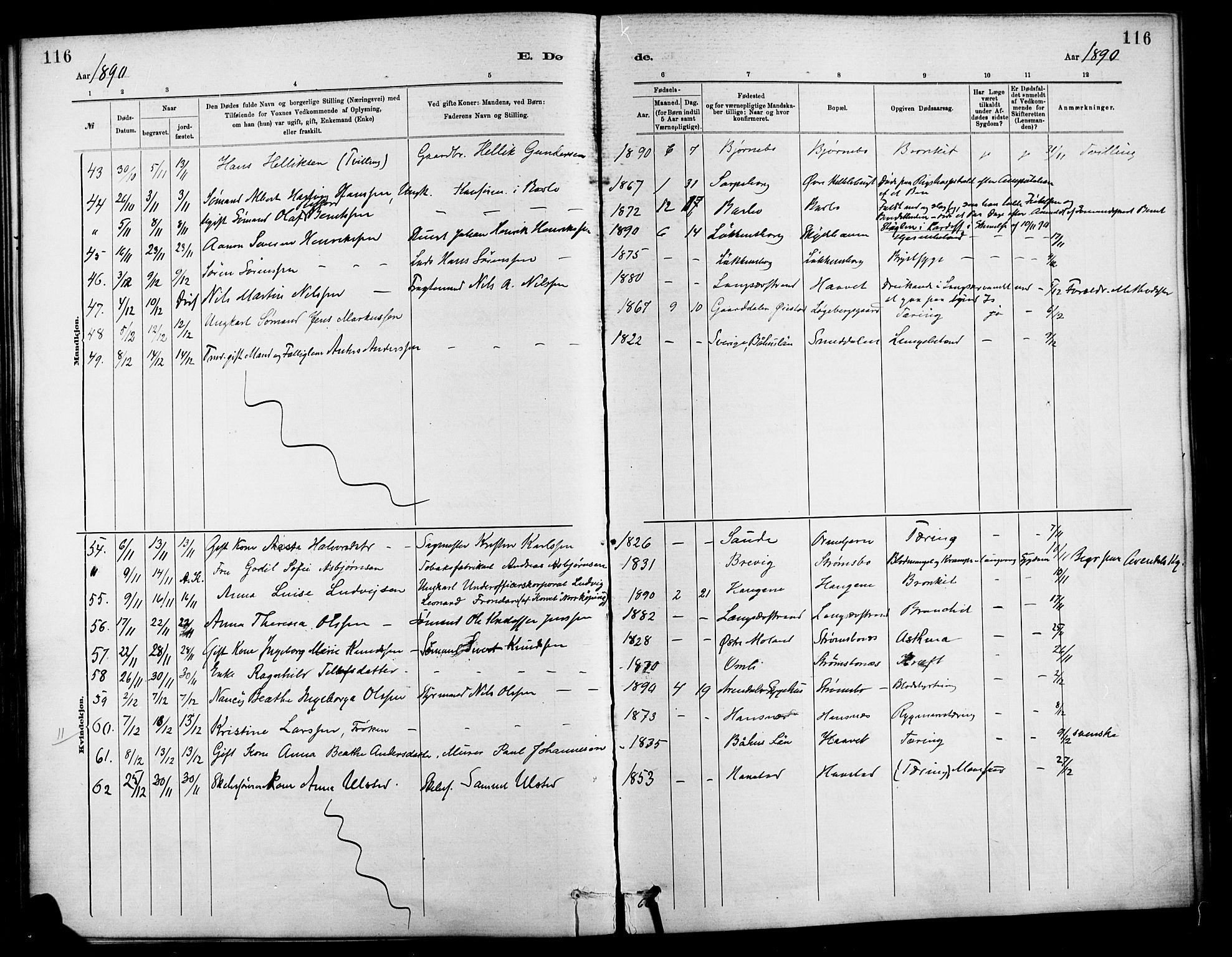 Barbu sokneprestkontor, AV/SAK-1111-0003/F/Fa/L0003: Parish register (official) no. A 3, 1883-1898, p. 116