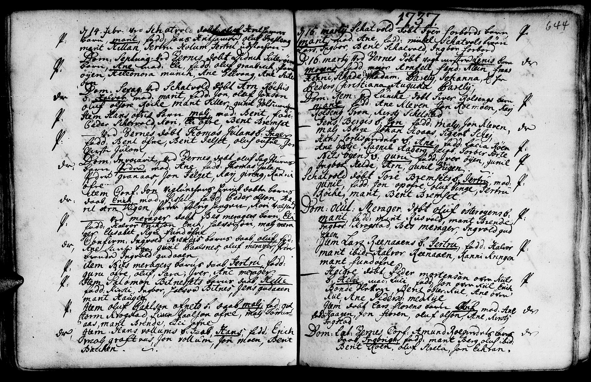 Ministerialprotokoller, klokkerbøker og fødselsregistre - Nord-Trøndelag, SAT/A-1458/709/L0055: Parish register (official) no. 709A03, 1730-1739, p. 643-644