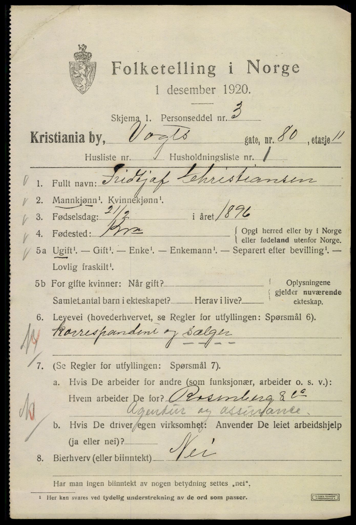 SAO, 1920 census for Kristiania, 1920, p. 643641