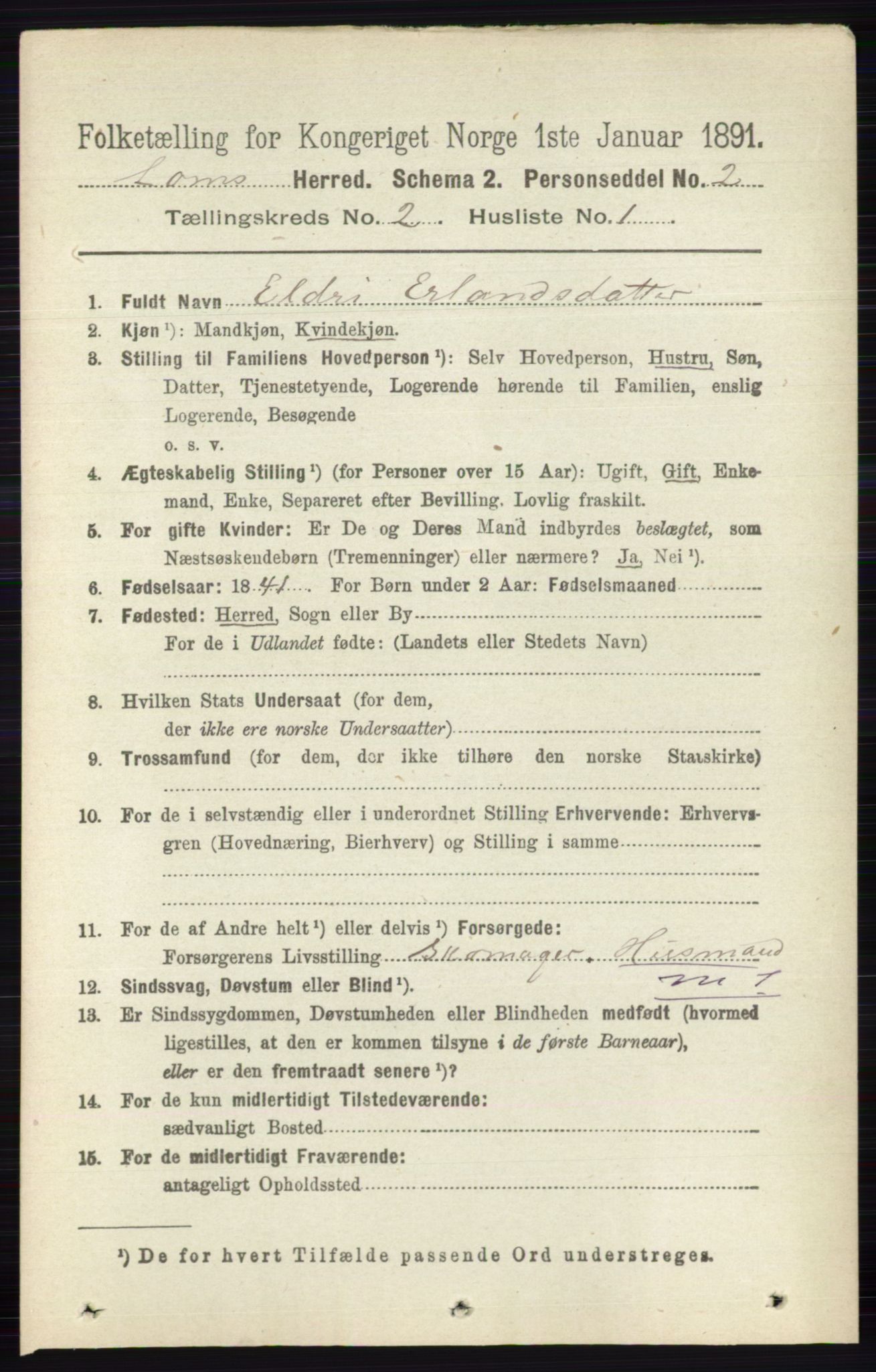 RA, 1891 census for 0514 Lom, 1891, p. 786