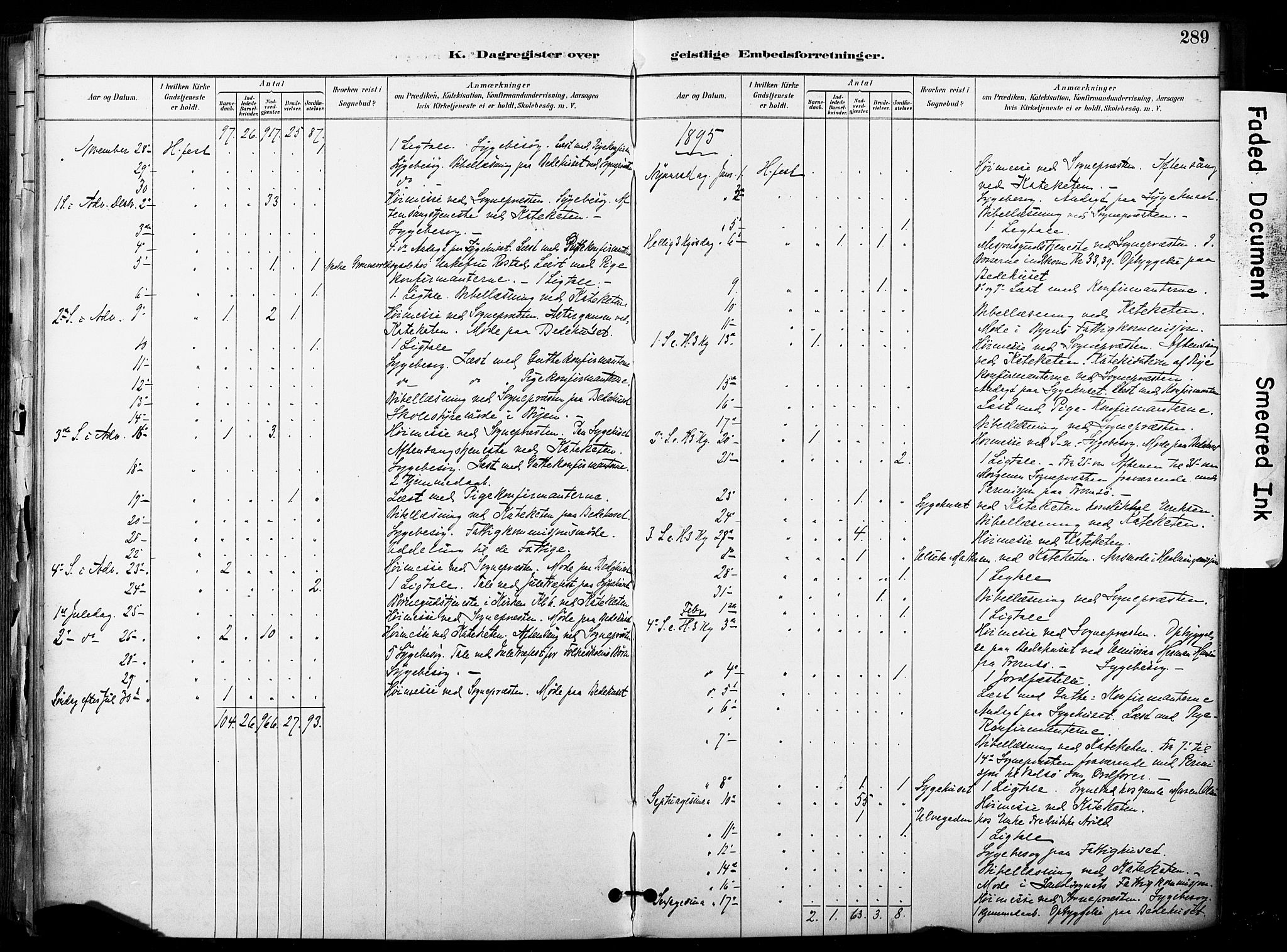 Hammerfest sokneprestkontor, SATØ/S-1347/H/Ha/L0009.kirke: Parish register (official) no. 9, 1889-1897, p. 289