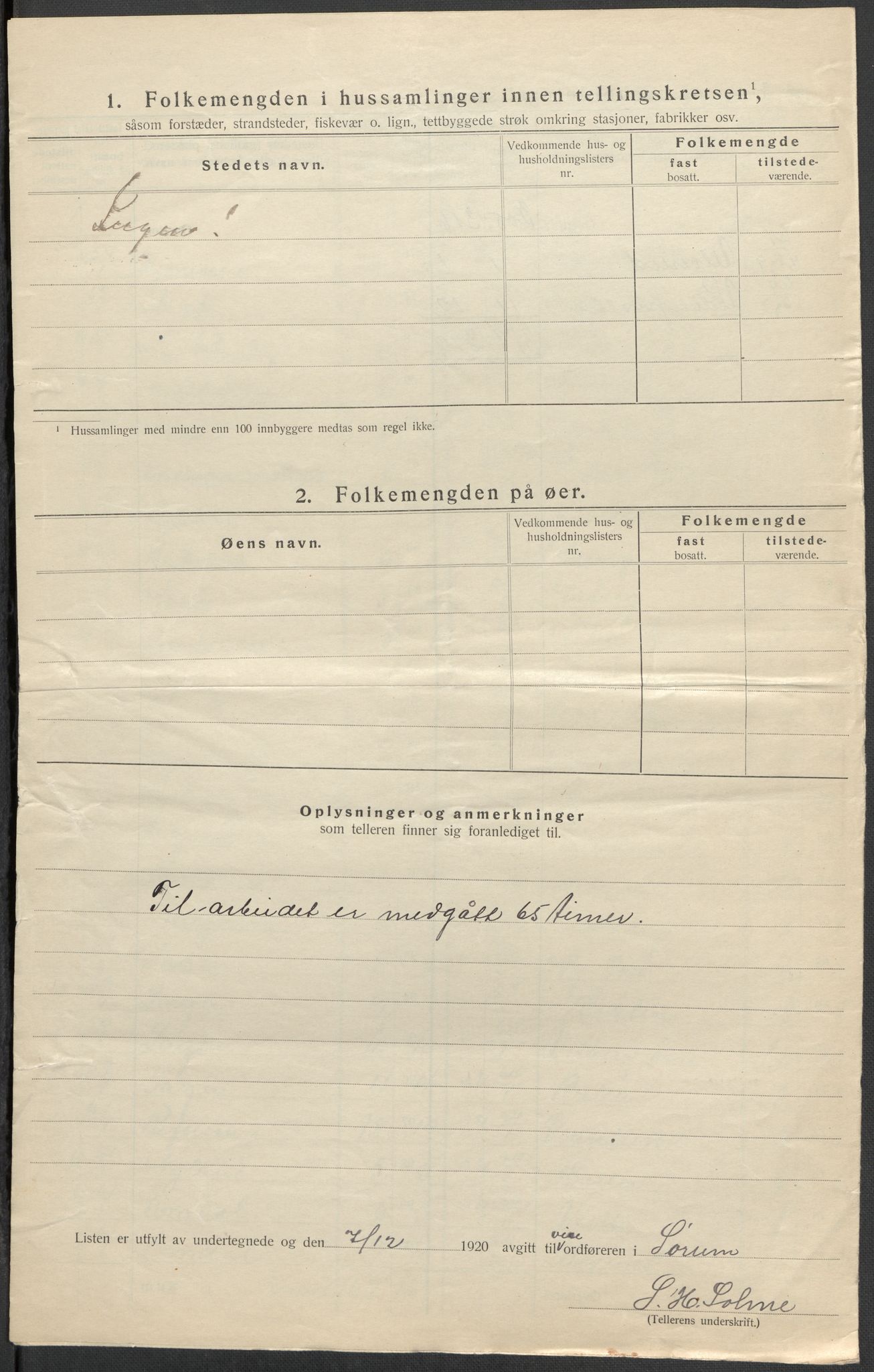 SAO, 1920 census for Sørum, 1920, p. 24