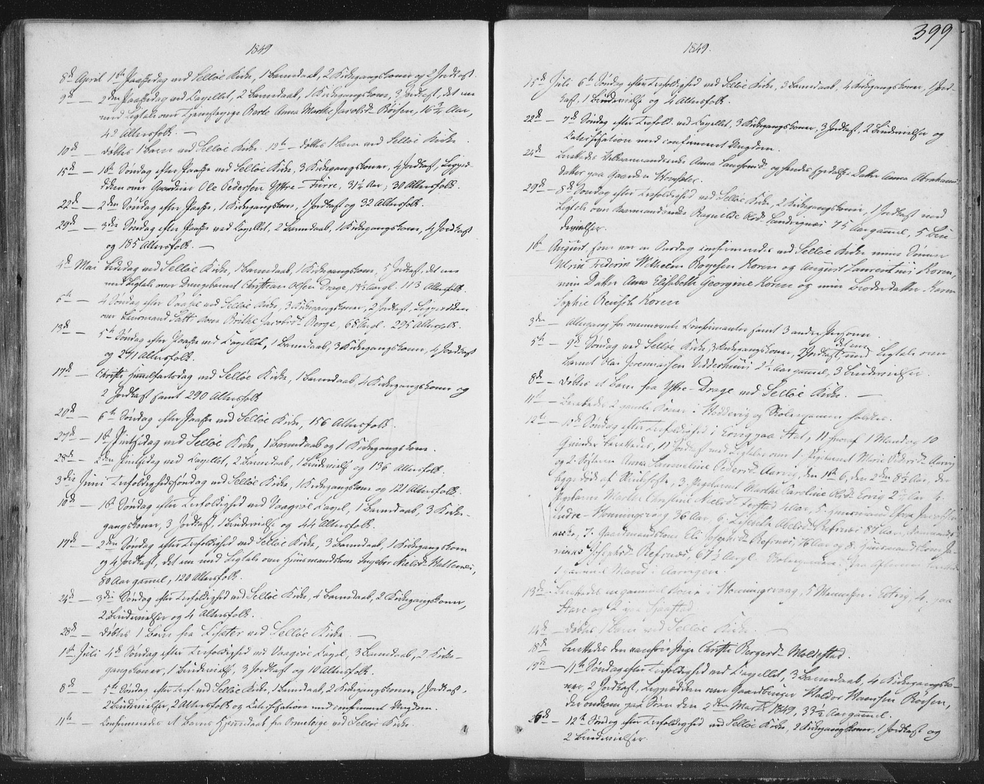 Selje sokneprestembete, AV/SAB-A-99938/H/Ha/Haa/Haaa: Parish register (official) no. A 10, 1844-1858, p. 399