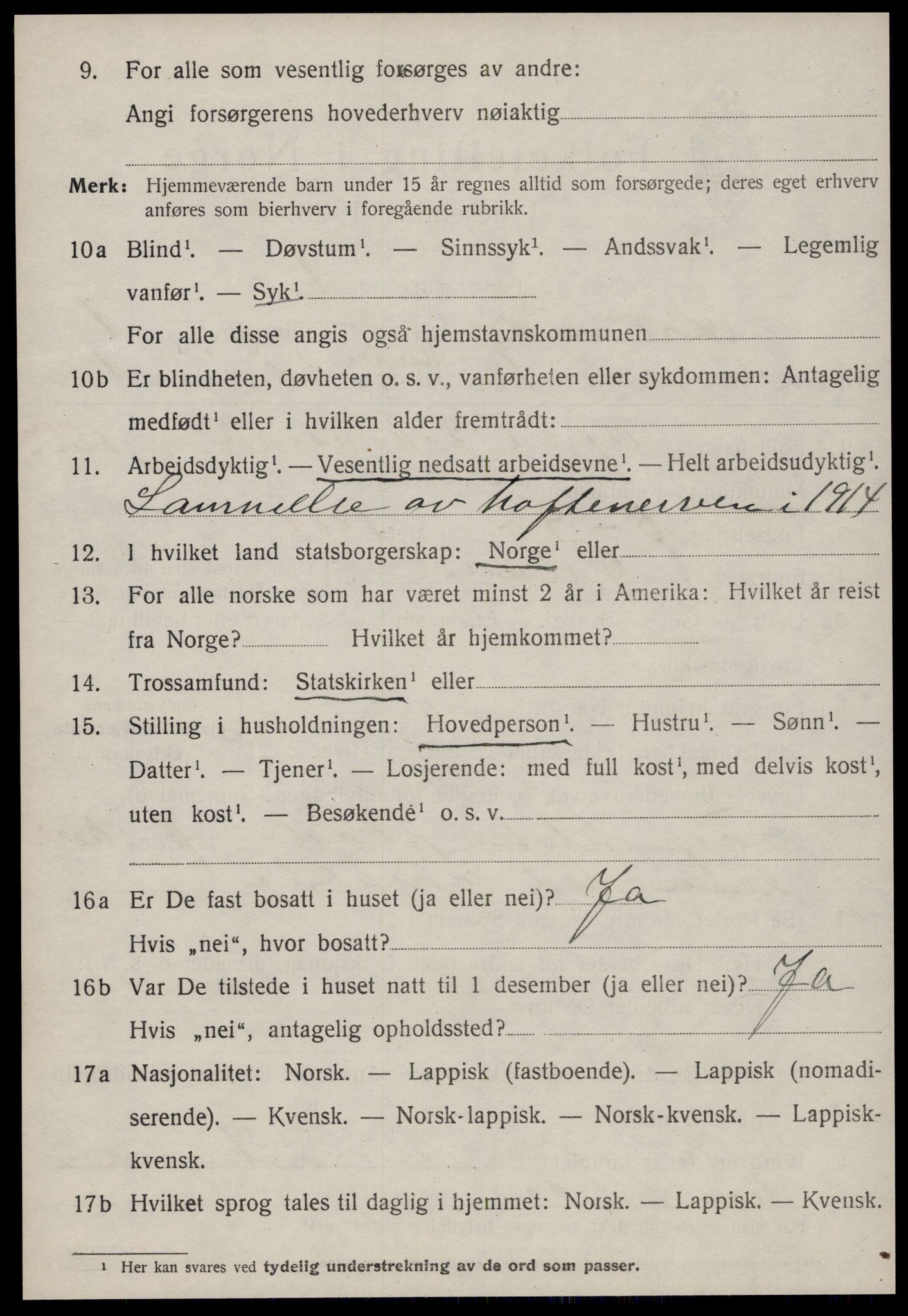 SAT, 1920 census for Ørland, 1920, p. 1594