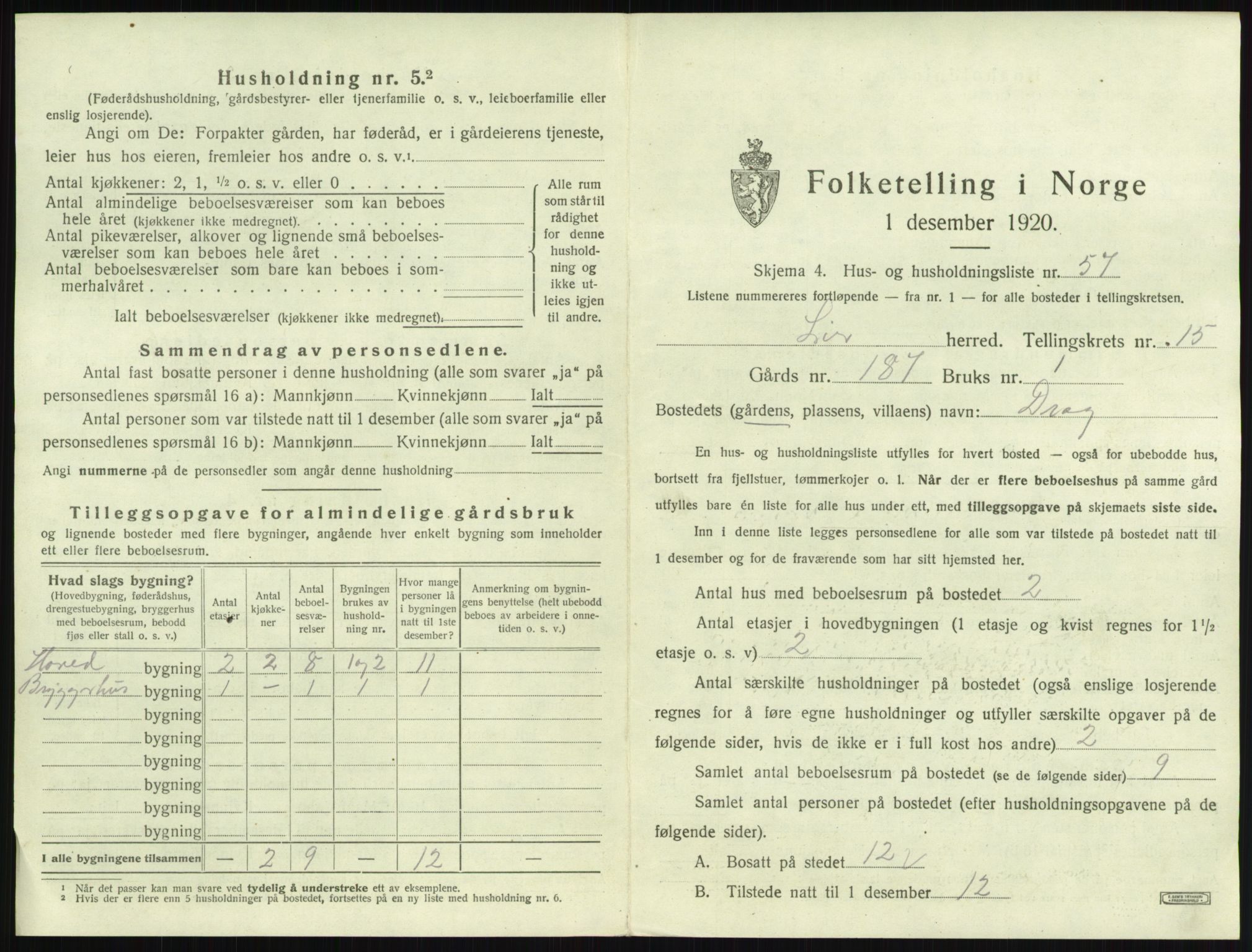 SAKO, 1920 census for Lier, 1920, p. 2721