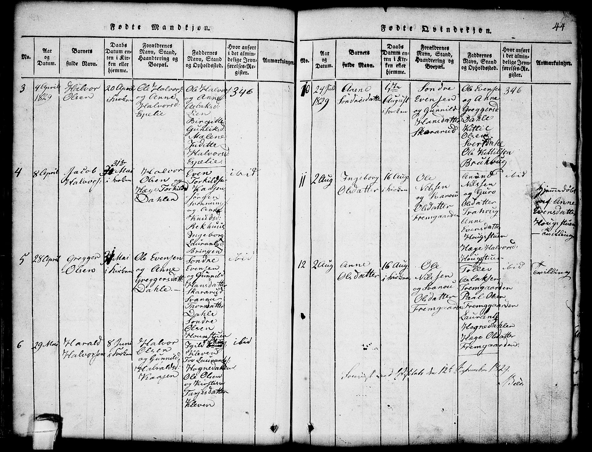 Seljord kirkebøker, AV/SAKO-A-20/G/Gb/L0002: Parish register (copy) no. II 2, 1815-1854, p. 44