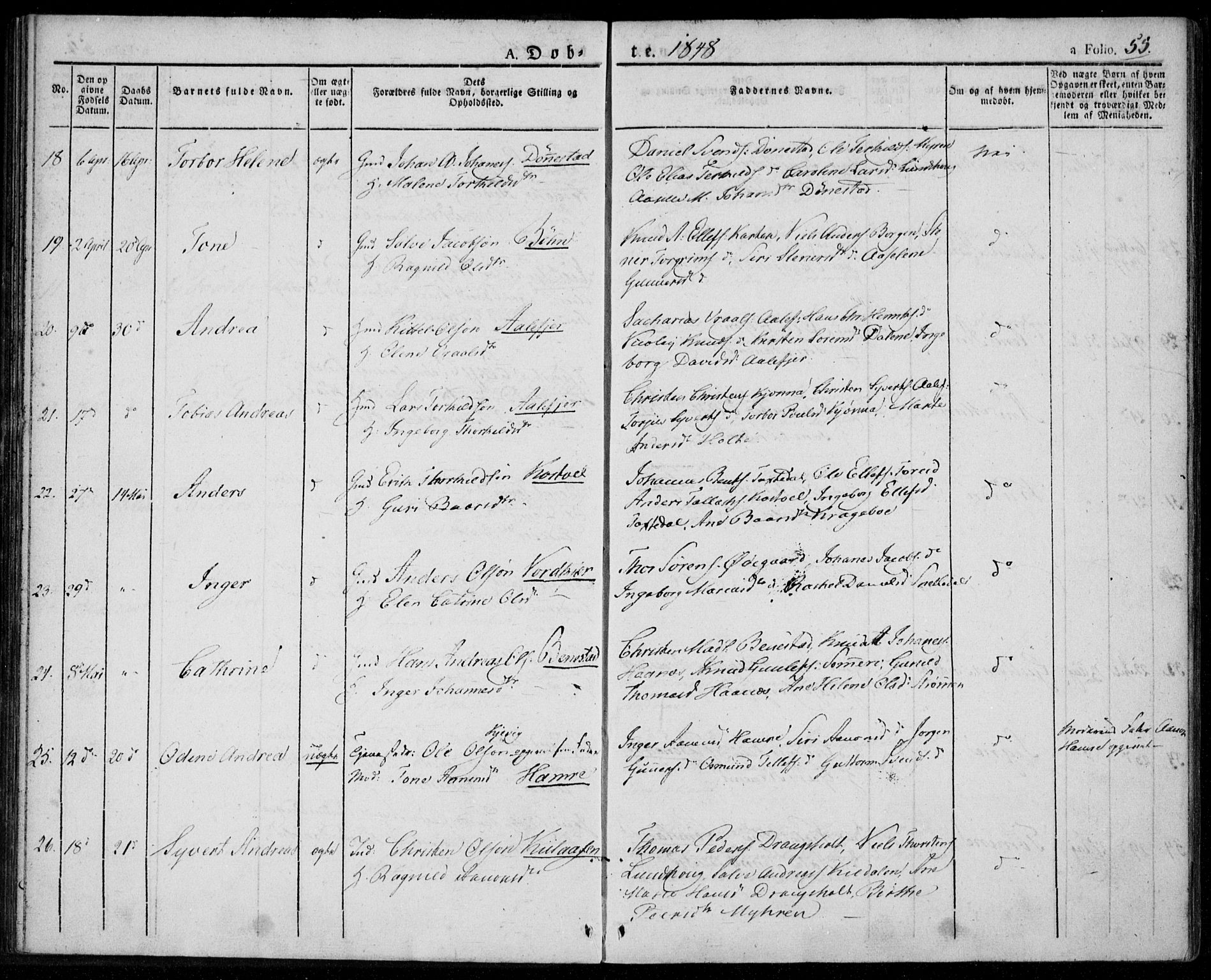 Tveit sokneprestkontor, SAK/1111-0043/F/Fa/L0003: Parish register (official) no. A 3, 1829-1852, p. 55