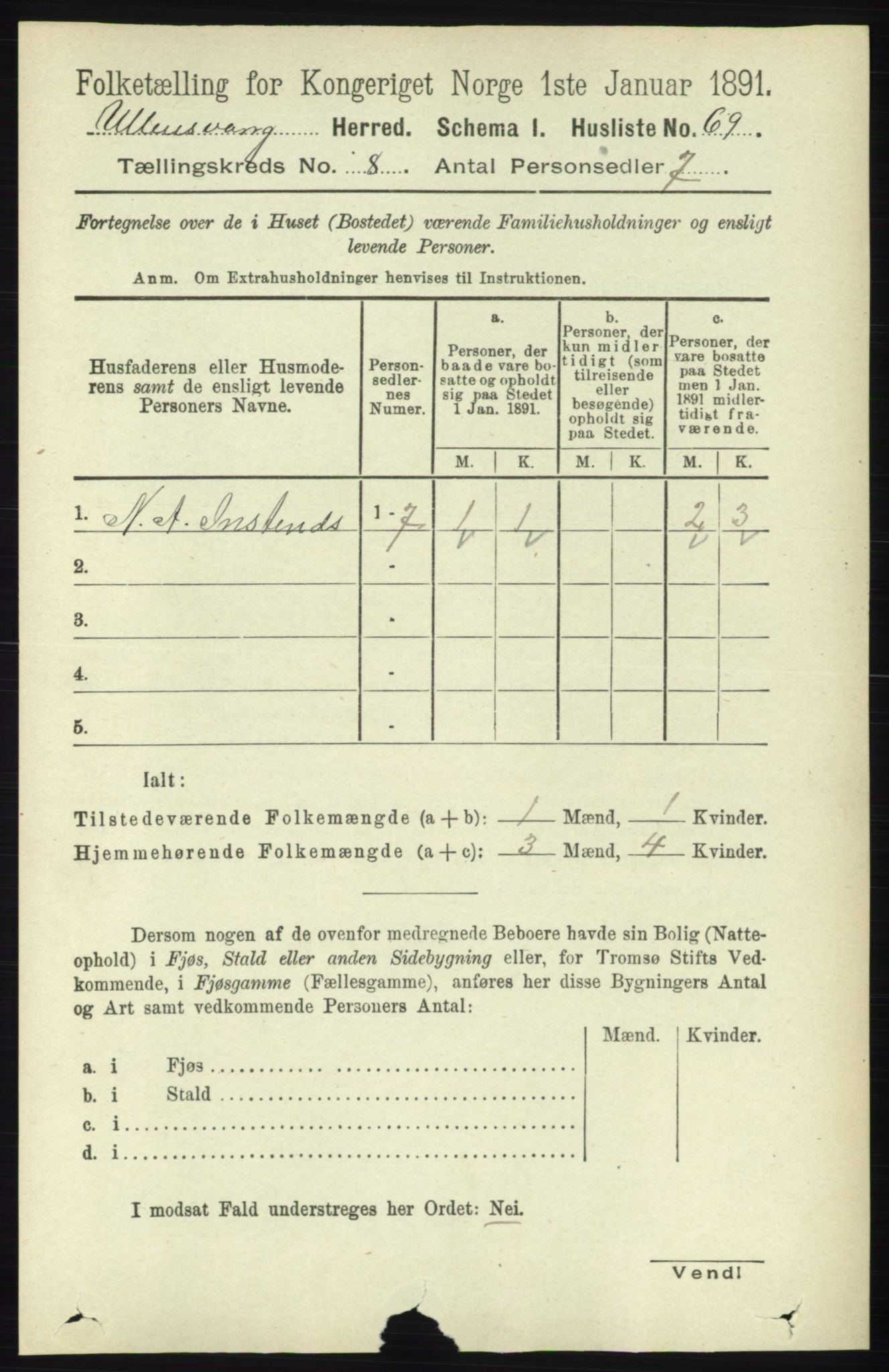 RA, 1891 census for 1230 Ullensvang, 1891, p. 2712