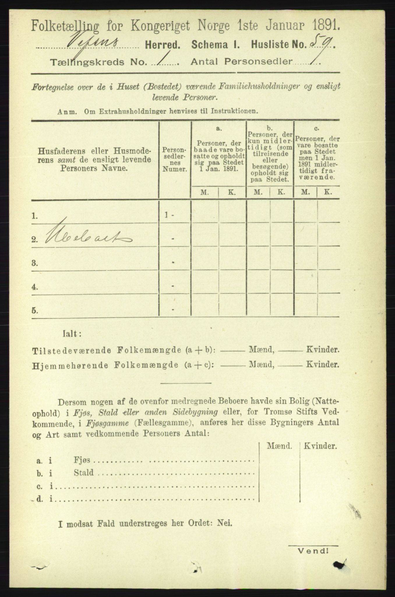 RA, 1891 census for 1824 Vefsn, 1891, p. 91