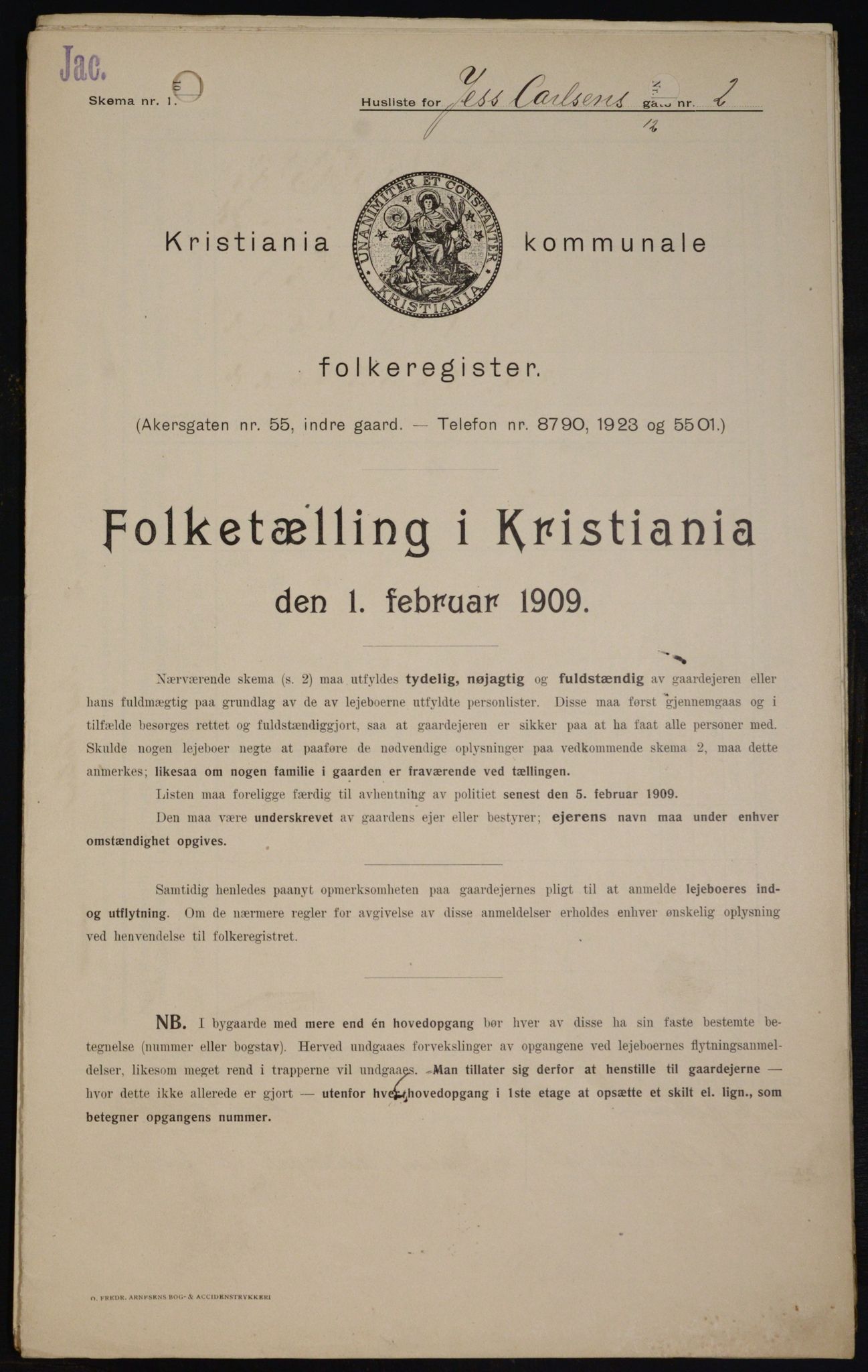 OBA, Municipal Census 1909 for Kristiania, 1909, p. 42896