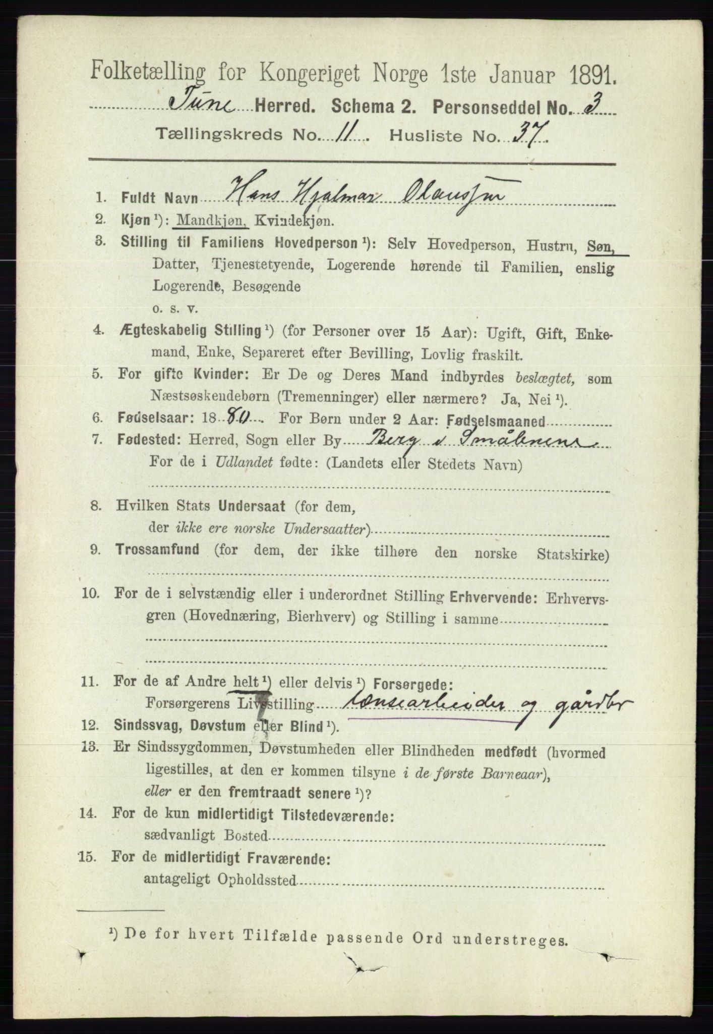 RA, 1891 census for 0130 Tune, 1891, p. 7151