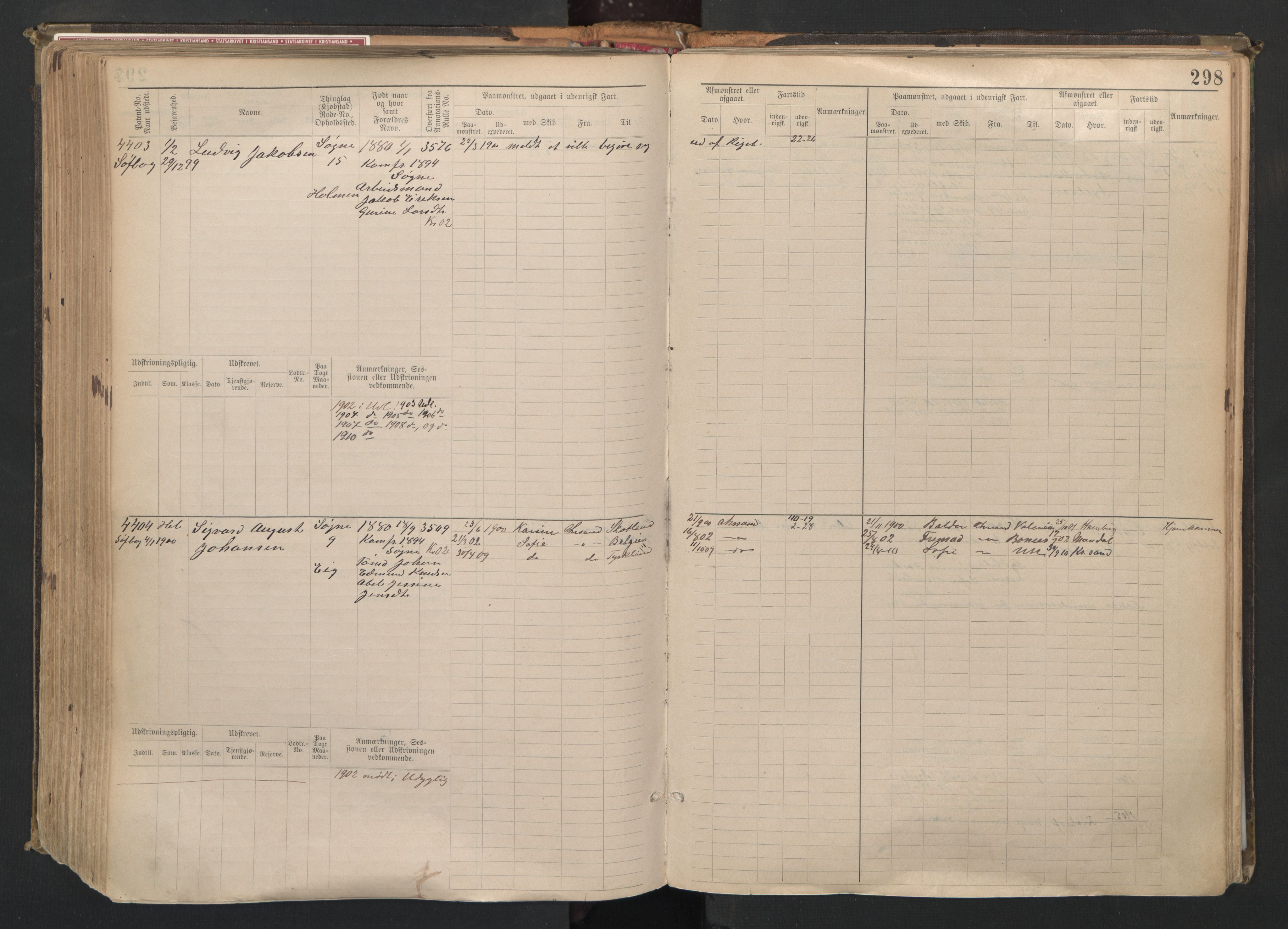 Kristiansand mønstringskrets, AV/SAK-2031-0015/F/Fb/L0008: Hovedrulle nr 3811-4580, I-15, 1893-1940, p. 305