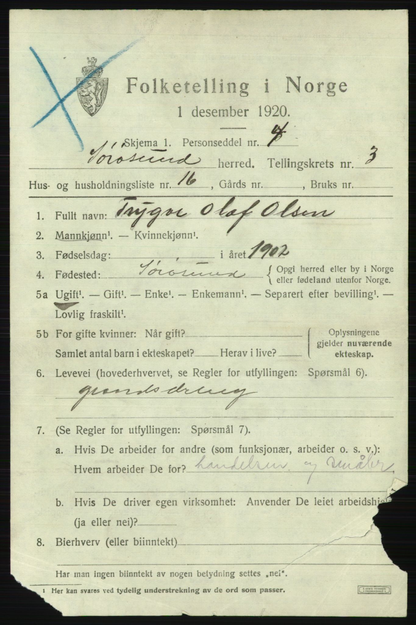 SATØ, 1920 census for Sørøysund rural district, 1920, p. 1344