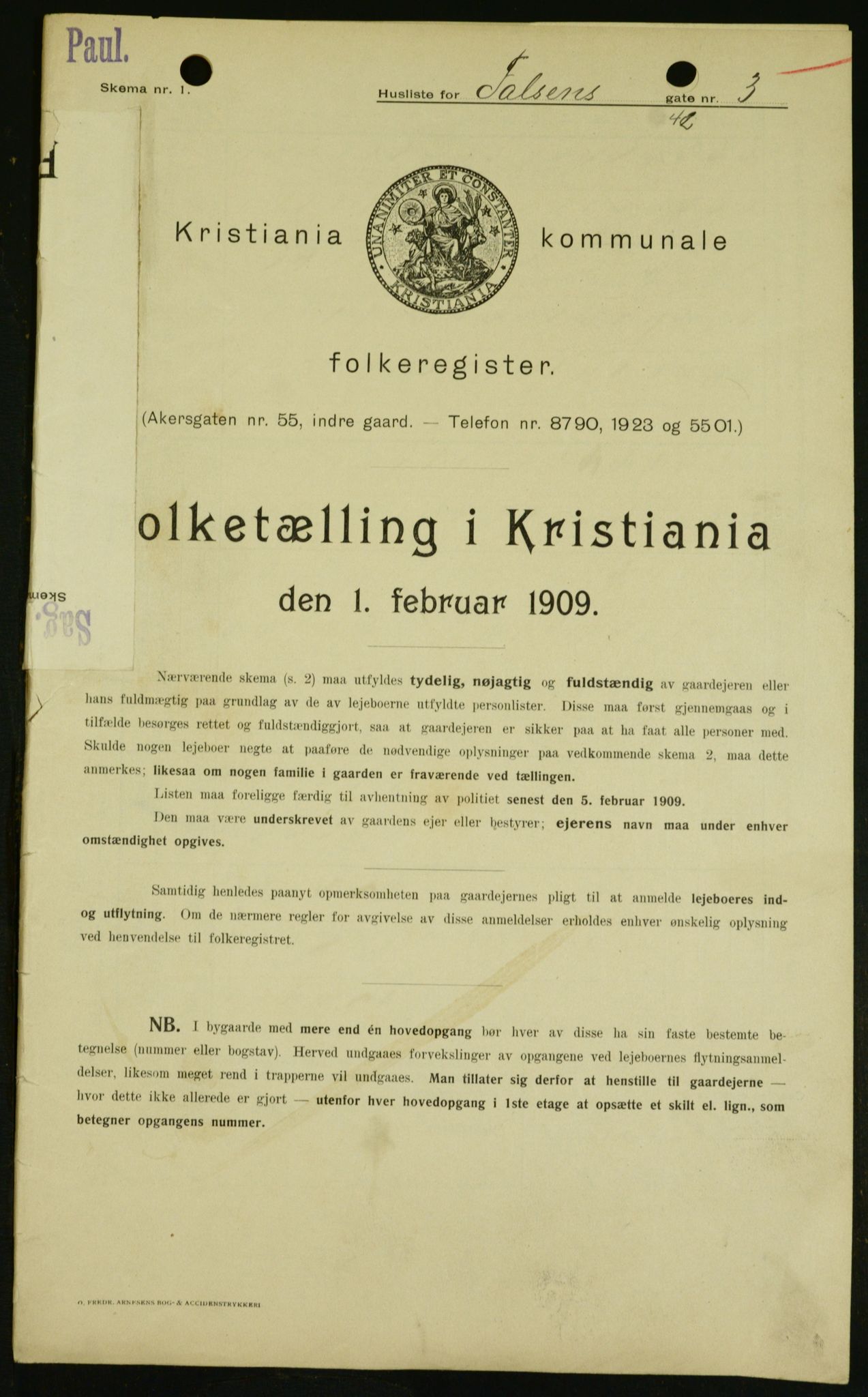 OBA, Municipal Census 1909 for Kristiania, 1909, p. 20993