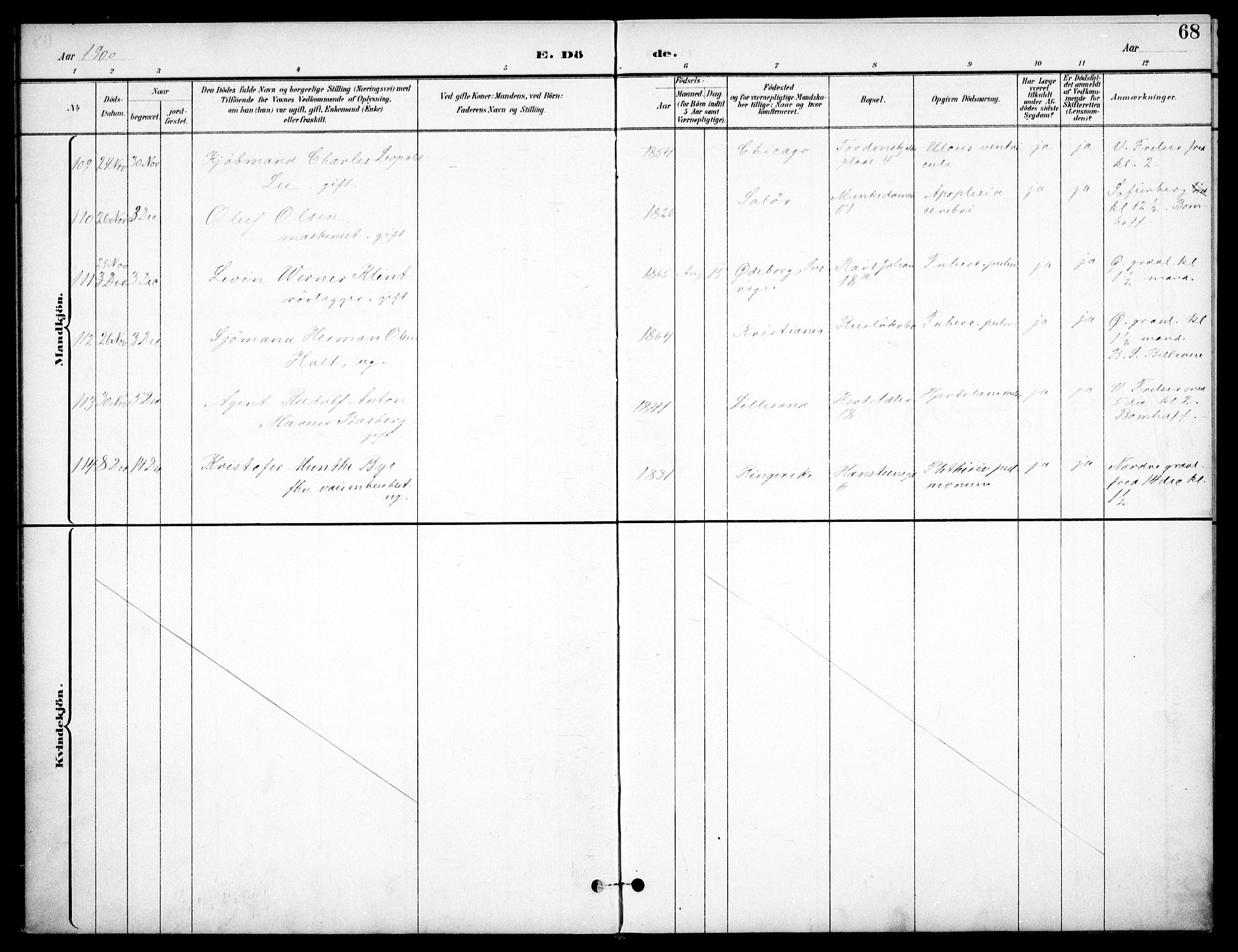 Johannes prestekontor Kirkebøker, AV/SAO-A-10852/F/Fa/L0008: Parish register (official) no. 8, 1897-1917, p. 68