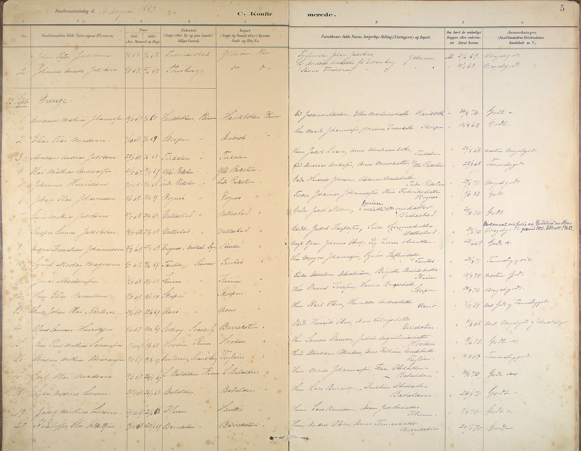 Kinn sokneprestembete, SAB/A-80801/H/Haa/Haab/L0006: Parish register (official) no. B 6, 1883-1925, p. 5
