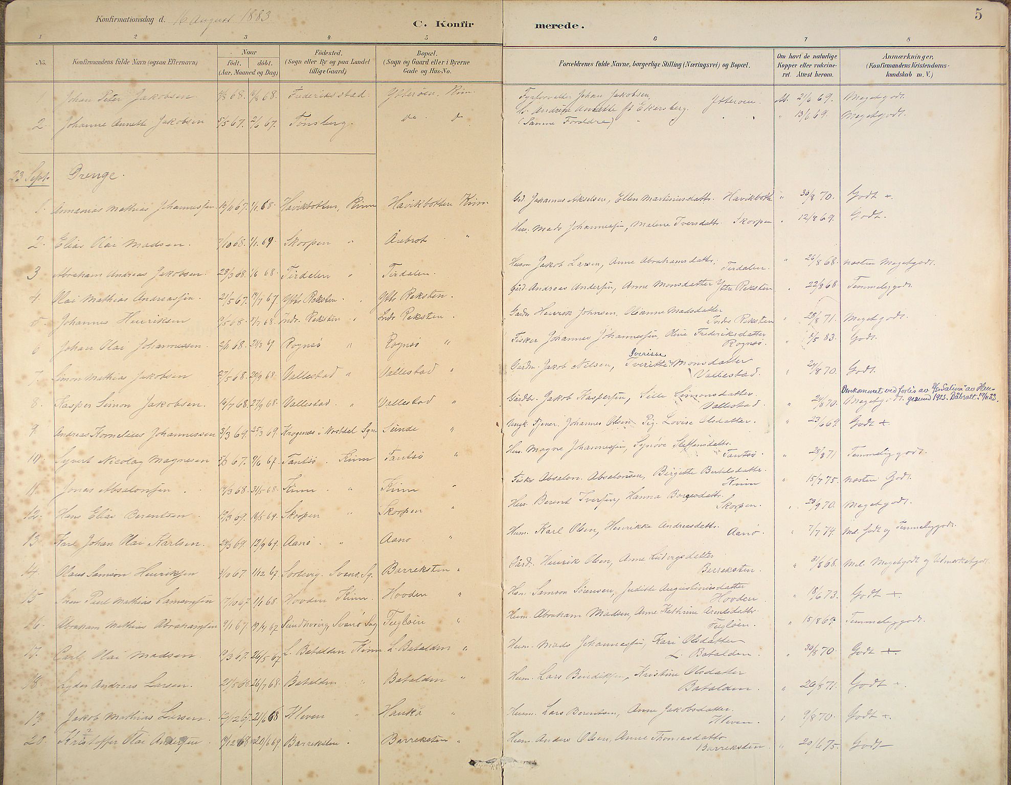 Kinn sokneprestembete, AV/SAB-A-80801/H/Haa/Haab/L0006: Parish register (official) no. B 6, 1883-1925, p. 5