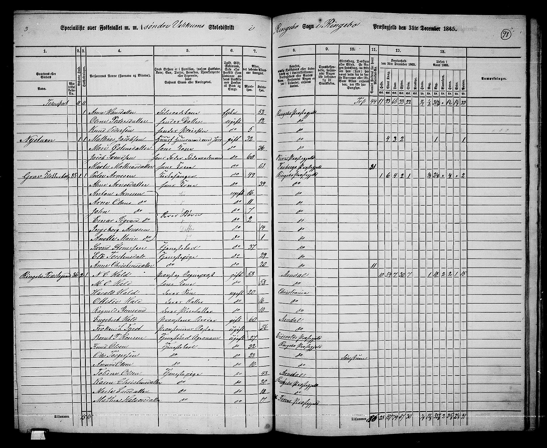 RA, 1865 census for Ringebu, 1865, p. 79