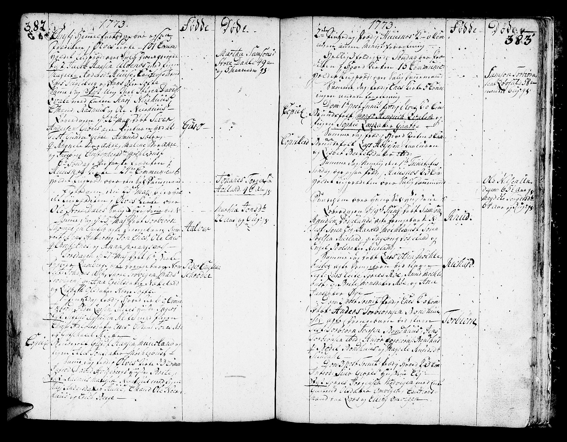 Kvinnherad sokneprestembete, AV/SAB-A-76401/H/Haa: Parish register (official) no. A 3, 1754-1777, p. 382-383