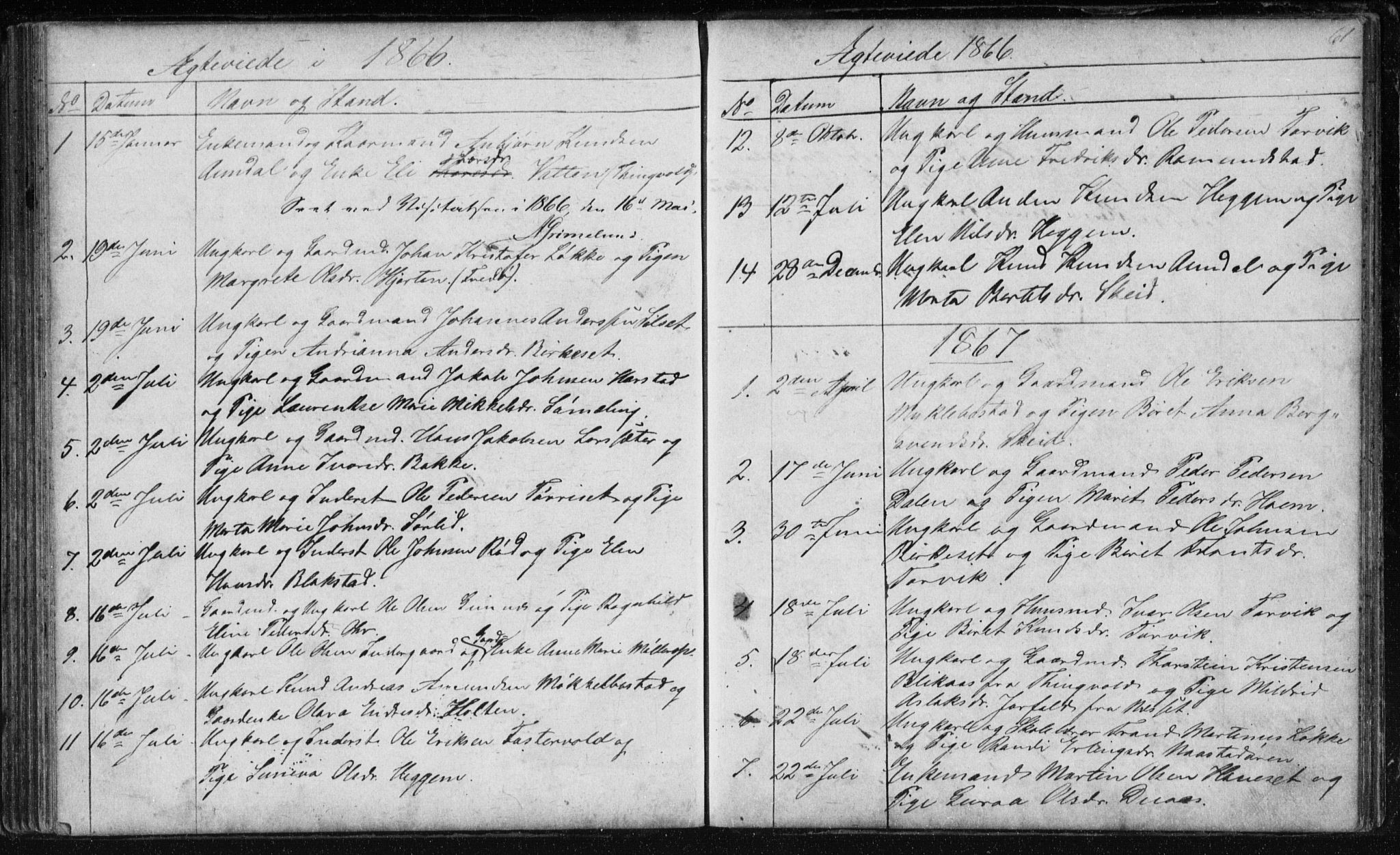 Ministerialprotokoller, klokkerbøker og fødselsregistre - Møre og Romsdal, AV/SAT-A-1454/584/L0968: Parish register (copy) no. 584C01, 1862-1877, p. 61