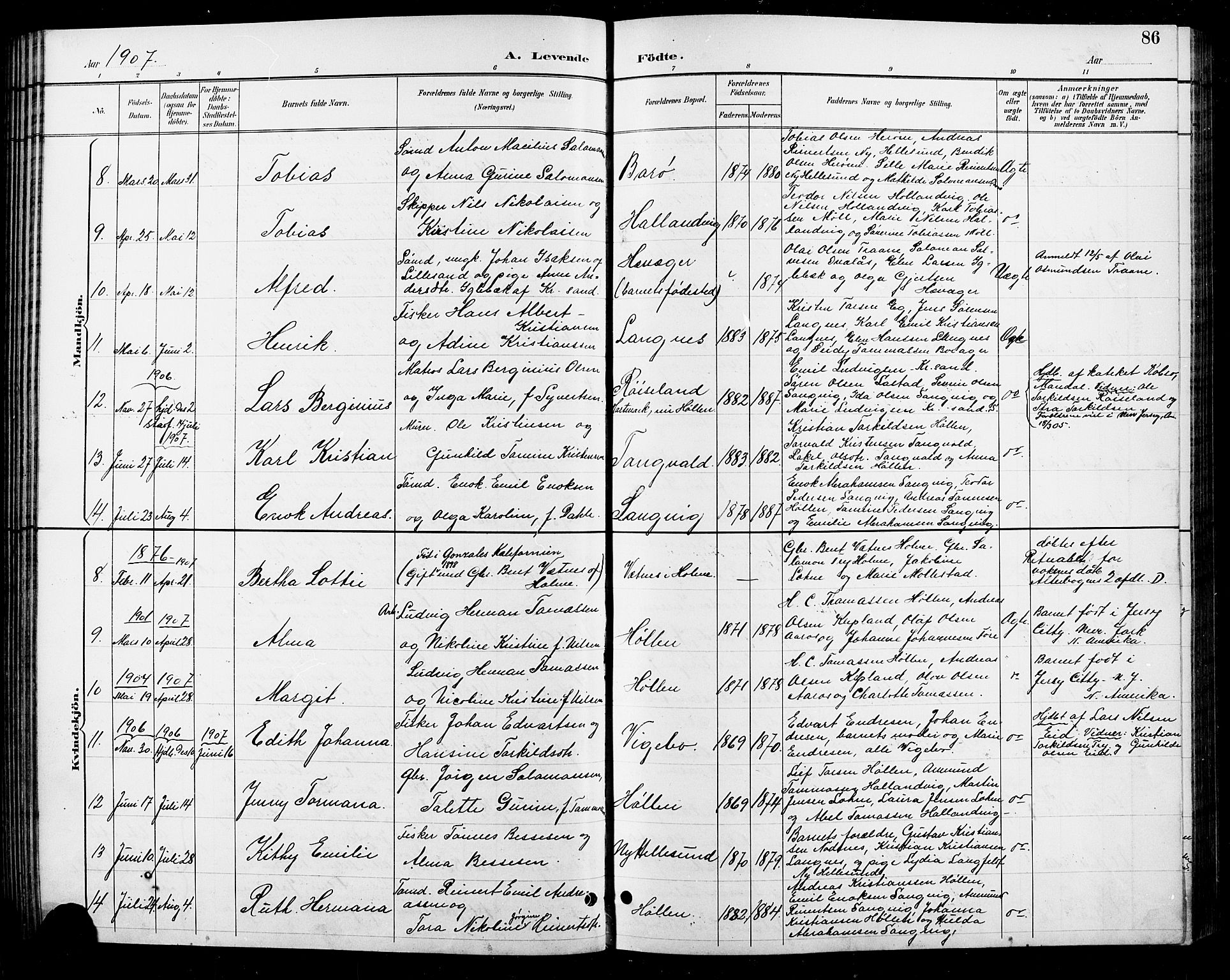 Søgne sokneprestkontor, AV/SAK-1111-0037/F/Fb/Fbb/L0006: Parish register (copy) no. B 6, 1892-1911, p. 86