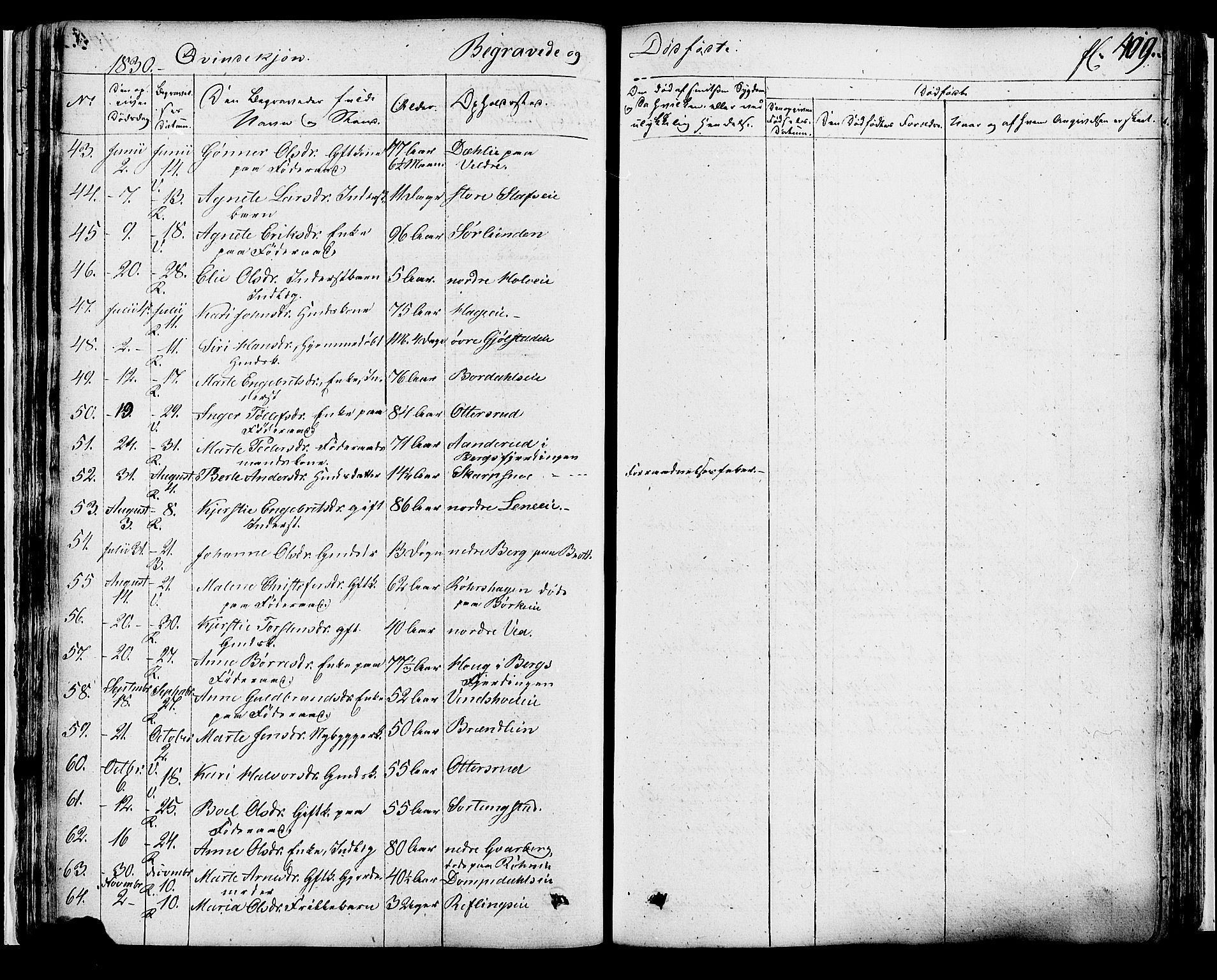 Ringsaker prestekontor, AV/SAH-PREST-014/K/Ka/L0007: Parish register (official) no. 7B, 1826-1837, p. 409